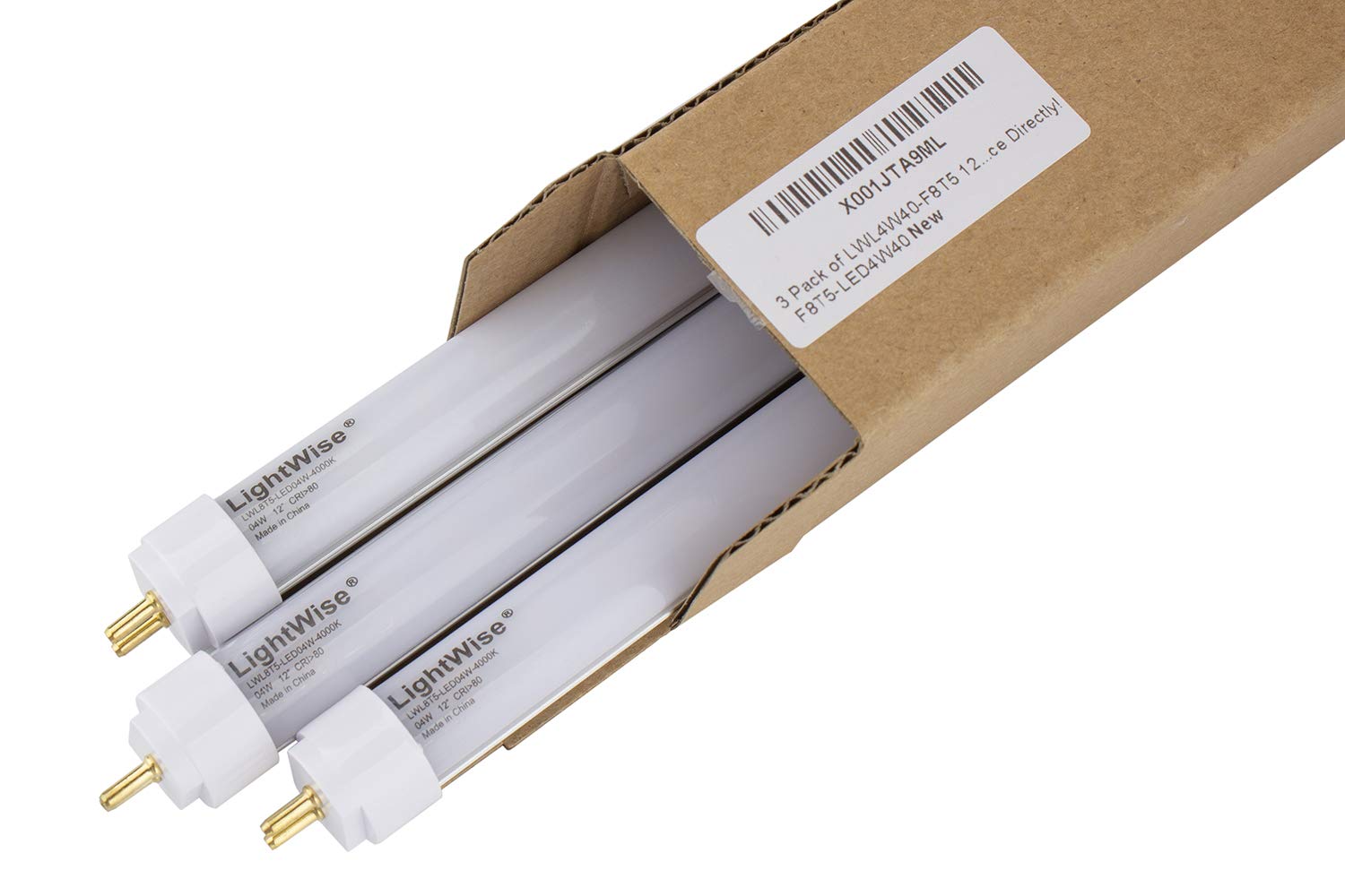 Lightwise Lwl4W40-F8T5 12&quot; Direct Replacement Led Tube, 4-Watt, White, 4000K, Set Of 3