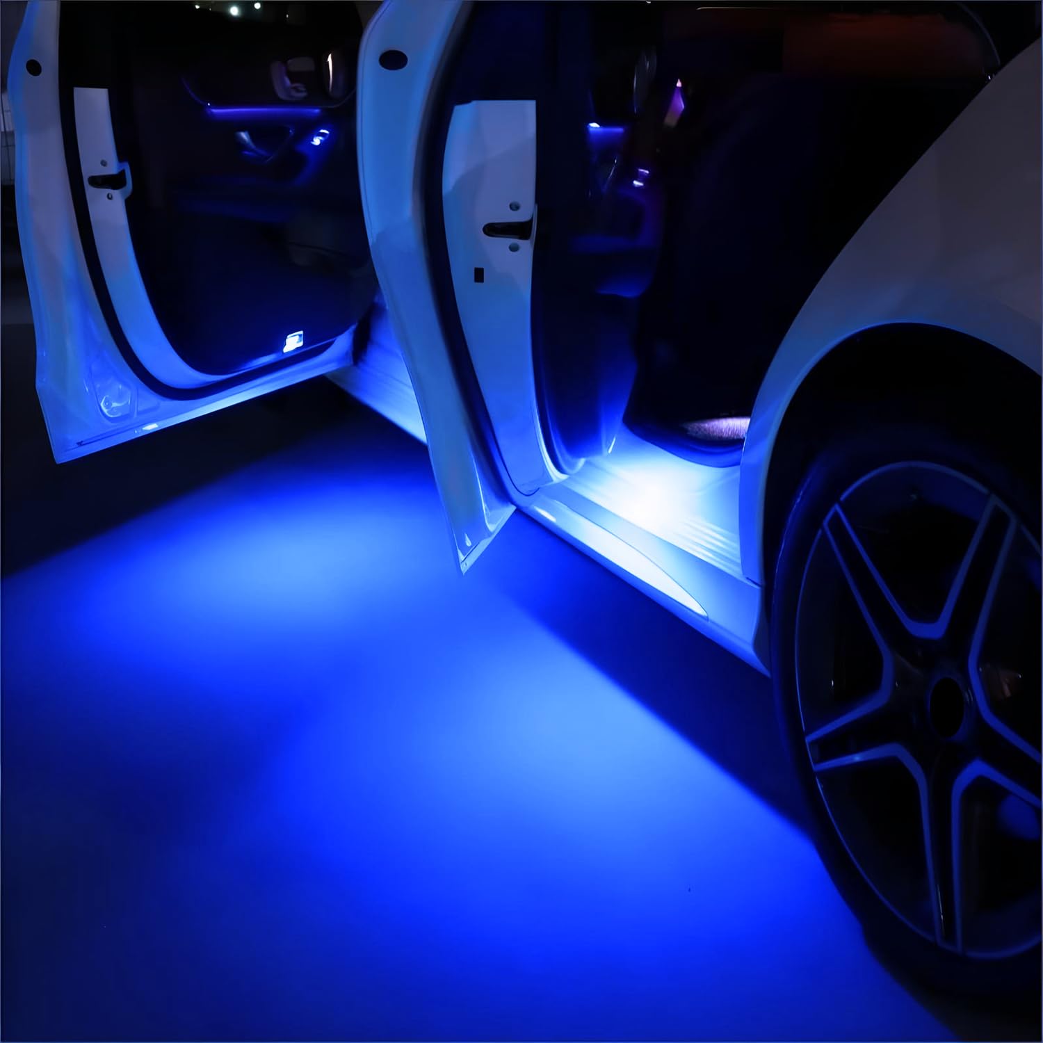 iJDMTOY LED Side Door Courtesy Light Assy for Lexus & Toyota, Ultra Blue LED, Clear Lens, Interior Footwell Accent Light