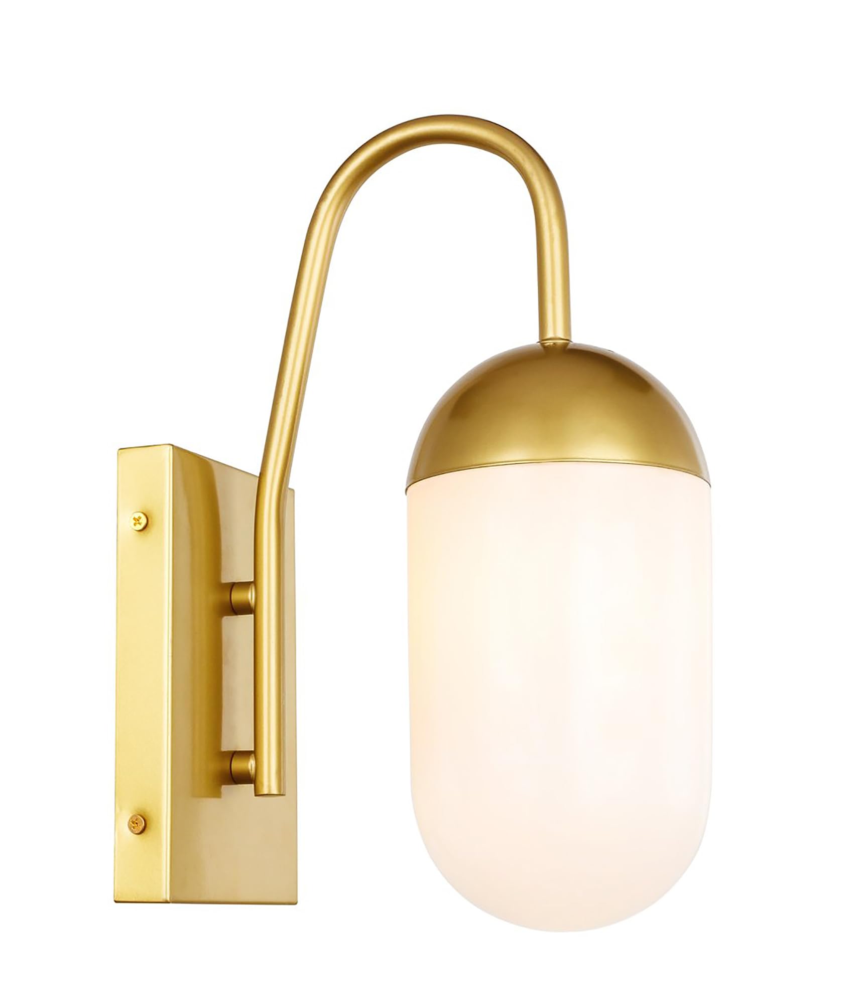 Living District Brass & Frosted White Glass 1-Light Metal Wall Sconce