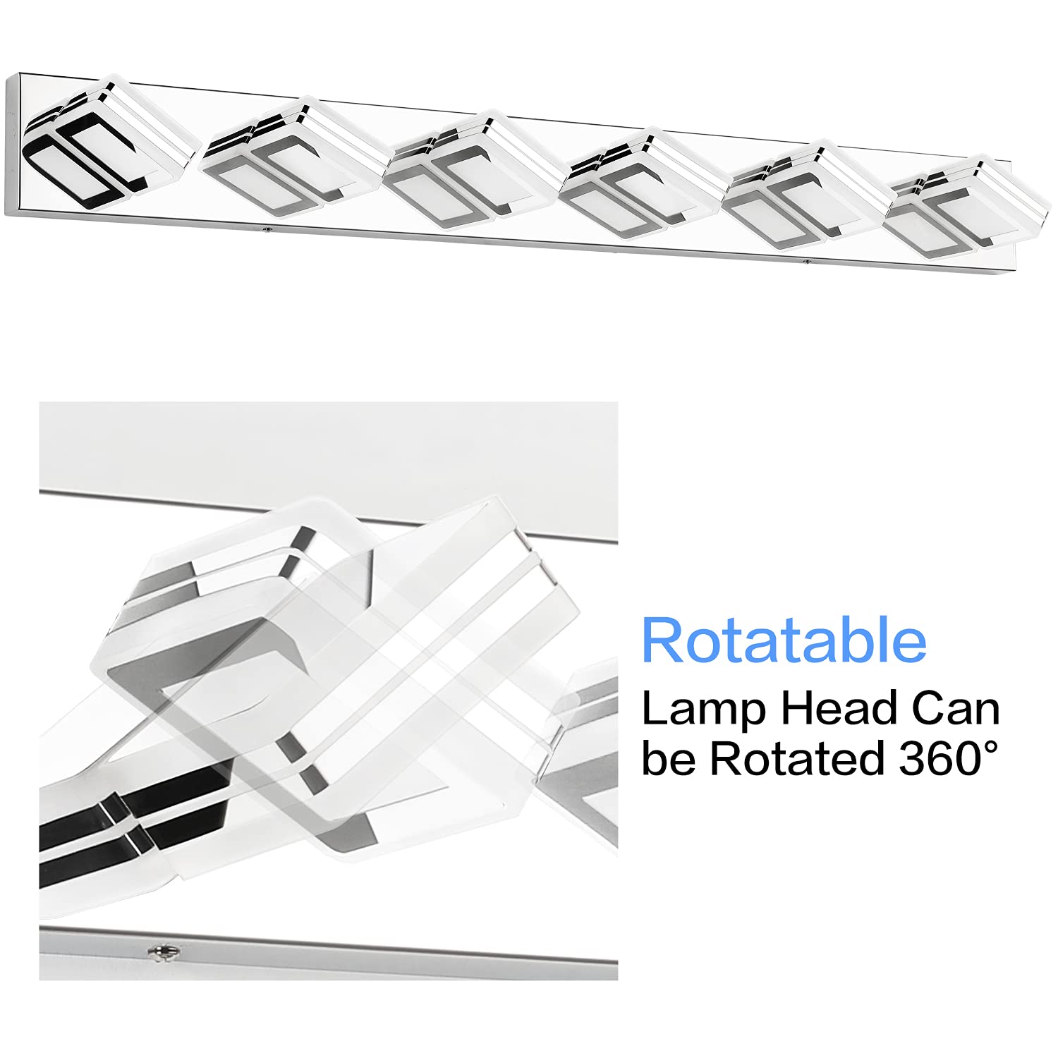 SOLFART 6 Light LED Vanity Lights Fixture Chrome Aluminum Bathroom Lighting S9660-6T