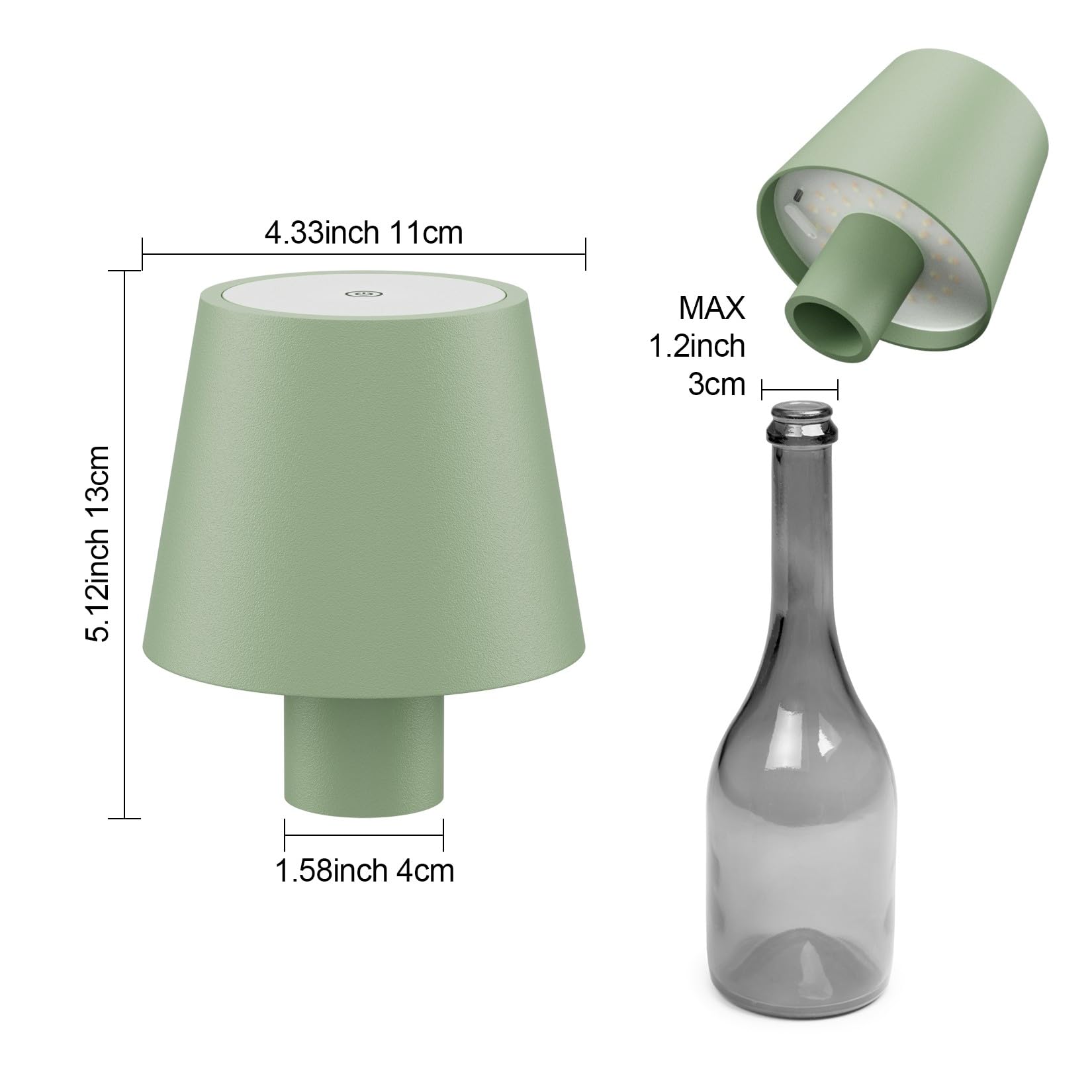 Coinmit 2 Pack Led Bottle Lamp 5500Mah Battery Portable Table Lamp Cordless Ip54 Waterproof Green Wine Bottle Light For Restaurant Dining Bar (Green)