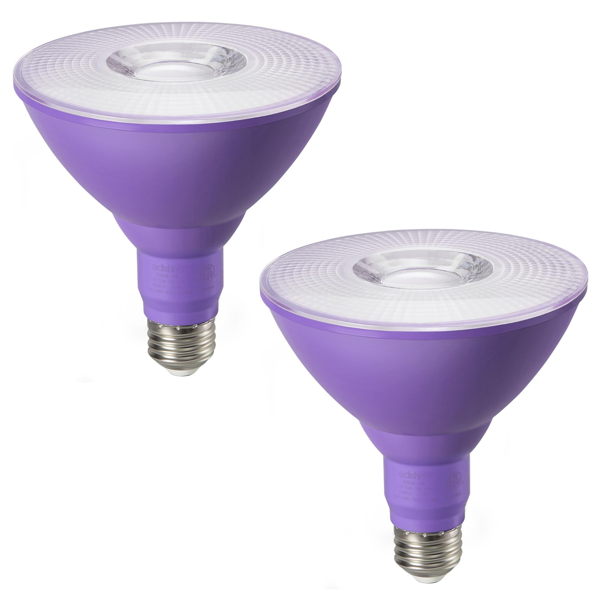 EDISHINE PAR38 Purple LED Flood Light Bulbs, Dimmable, 18W (120W Equivalent), E26 Base, 2 Count, ETL Listed