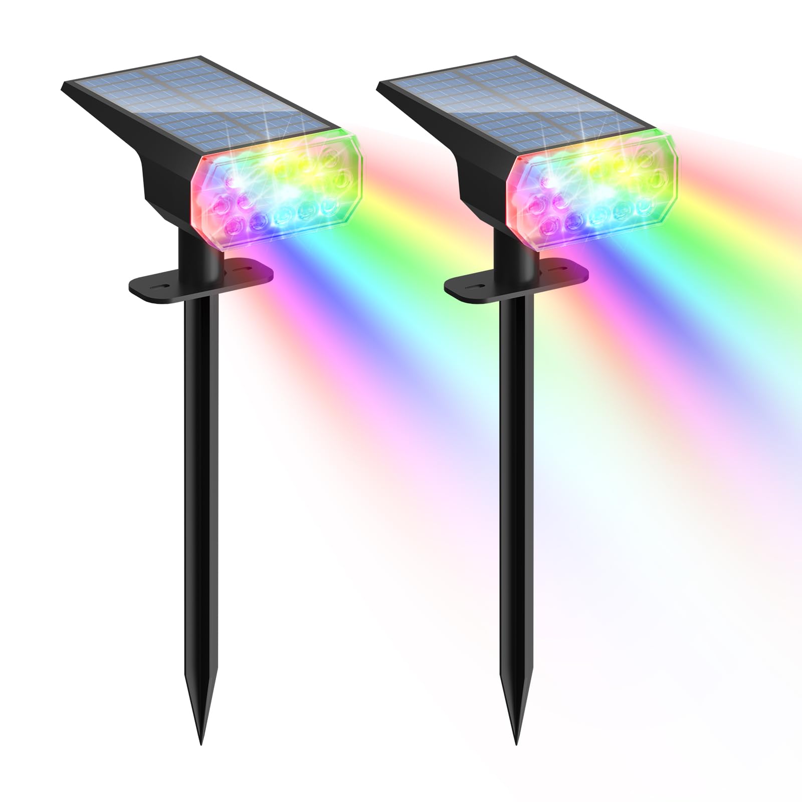 BvenuBigLite Solar Lights Outdoor Waterproof: IP65 Led Spot Light Decorations for Garden - Multicolor RGB Solar Powered for Yard