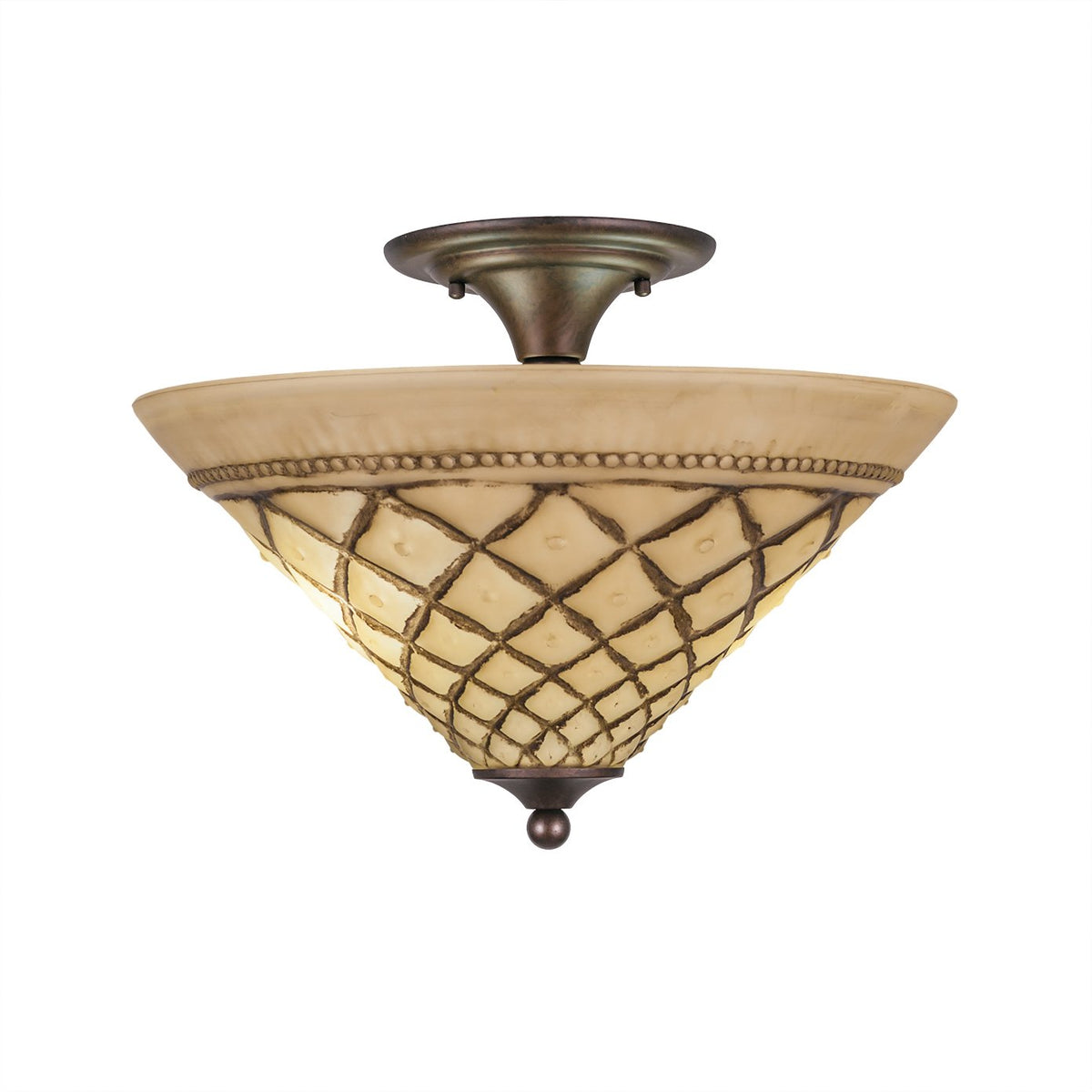 Toltech Lighting 121-Brz-718 16-Inch Two-Bulb Semi-Flush Mount Bronze Finish With Chocolate Icing Glass