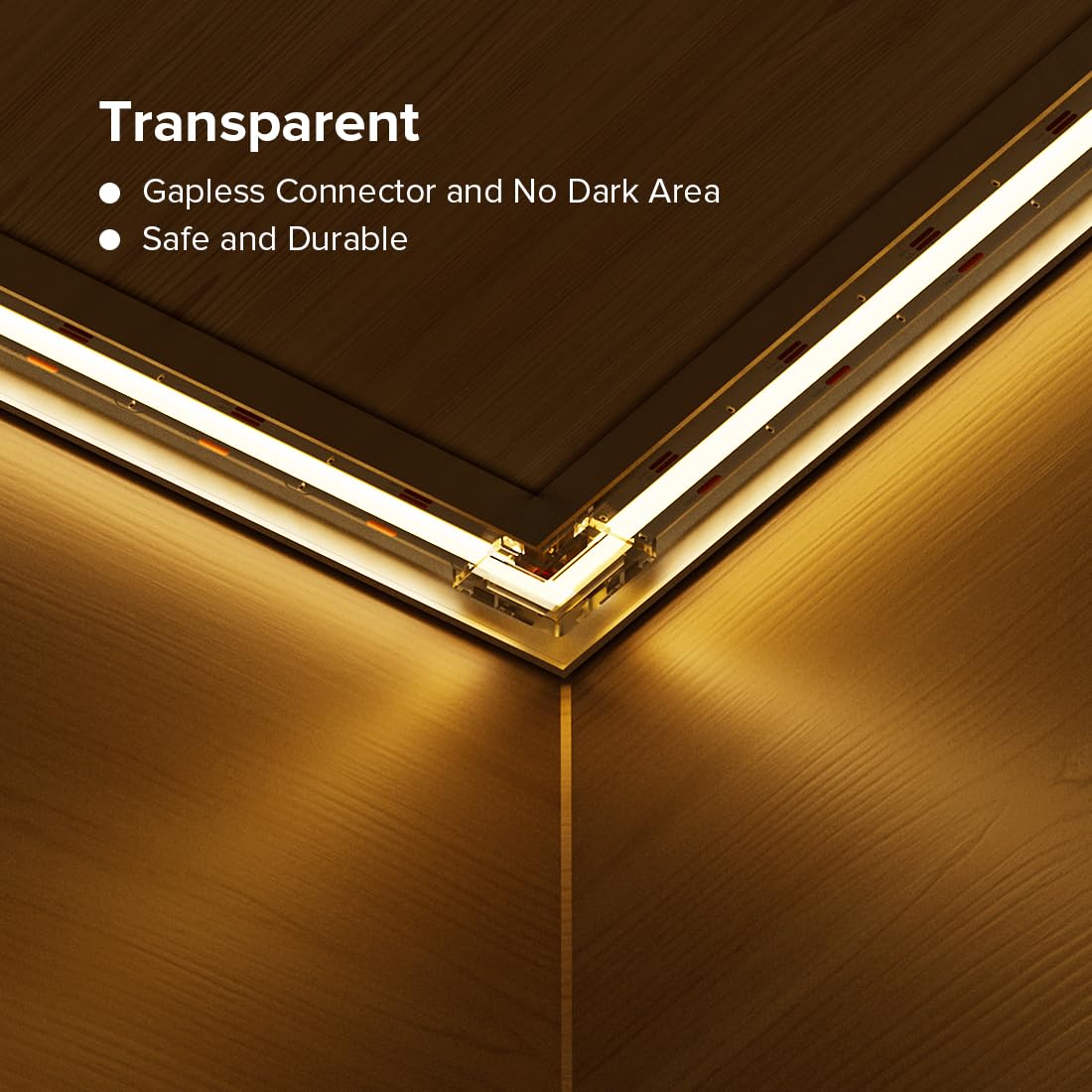 Fcob Cob 10Mm/0.39In Width Led Strip Connector Kit 6Pcs 3 Pin Transparent Gapless L-Shaped Connectors 10Mm Pwm Cct +V C W Led St