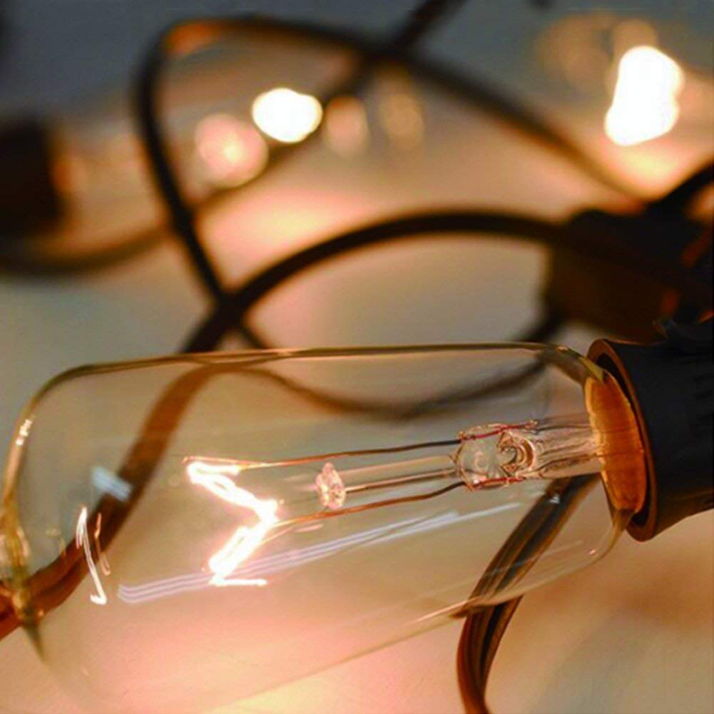 Couah 10 Pack Edison Light Bulbs, 7W C9/E17 ST40 Clear Vintage Replacement for Indoor/Outdoor Patio String Lights