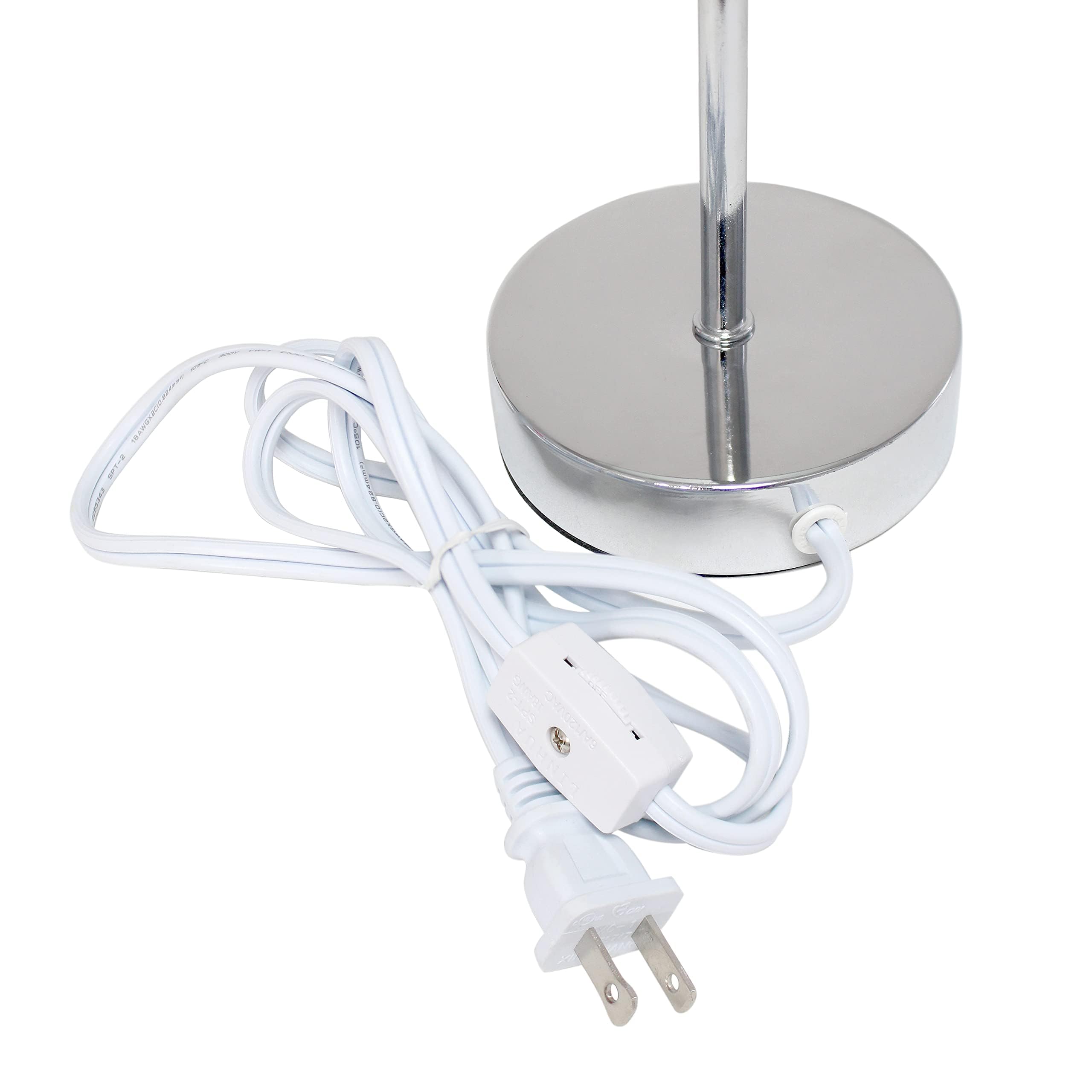 Simple Designs Lt2007-Slt Chrome Mini Table Lamp, Slate Gray Fabric Shade, No Bulb, Metal Construction