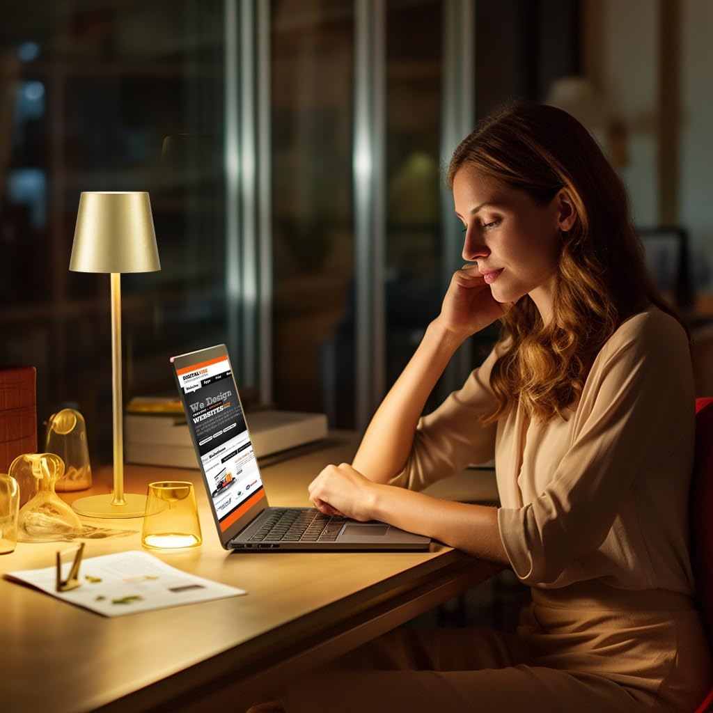 BGFHome Cordless LED Desk Lamp - 5000mAh Rechargeable Touch Light, 2 Pack, Gold, Minimalist Design for Home & Outdoor Use