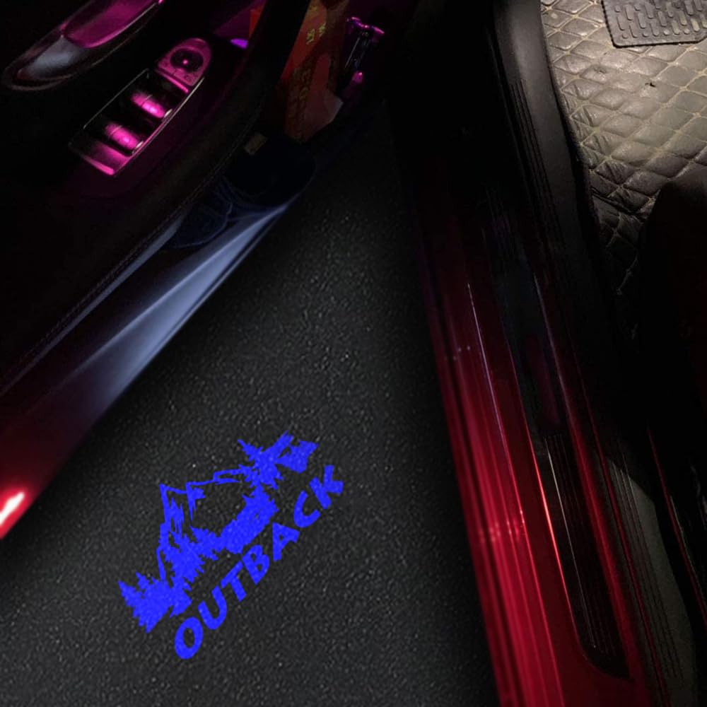 2 Pcs Non-Fading Outback Led Car Door Logo Lights Courtesy Projector Laser Welcome Light Ghost Shadow Outback Accessories Puddle