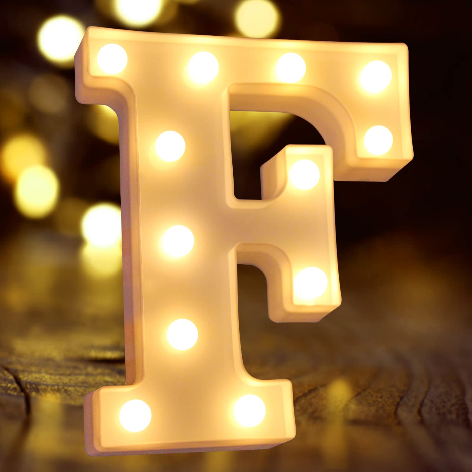 Laerjin Light Up Marquee Letter F - Decorative Led Number Sign For Night Light, Wedding, Birthday Party, Christmas, Home Bar
