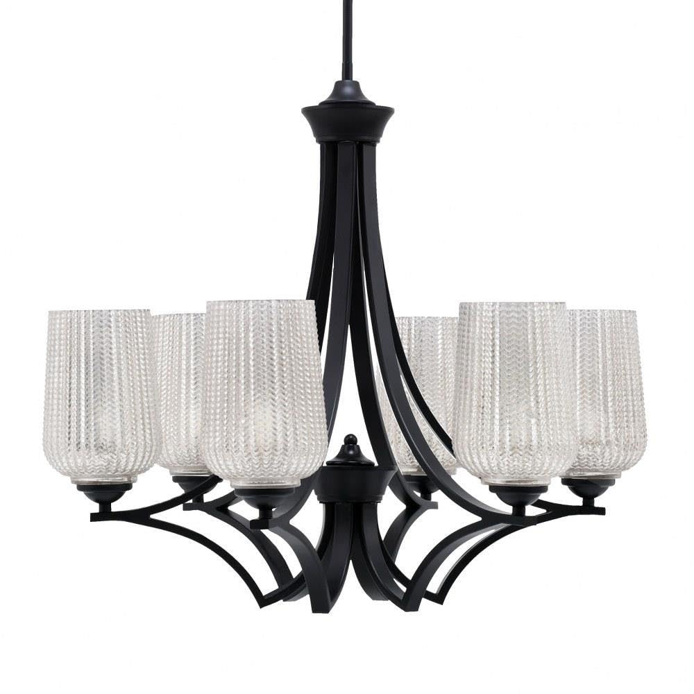 Toltec Lighting 566-Mb-4253 Zilo - 6 Light Uplight Chandelier-23 Inches Tall And 25.75 Inches Wide, Finish Color: Matte Black, Glass Color: Silver Textured