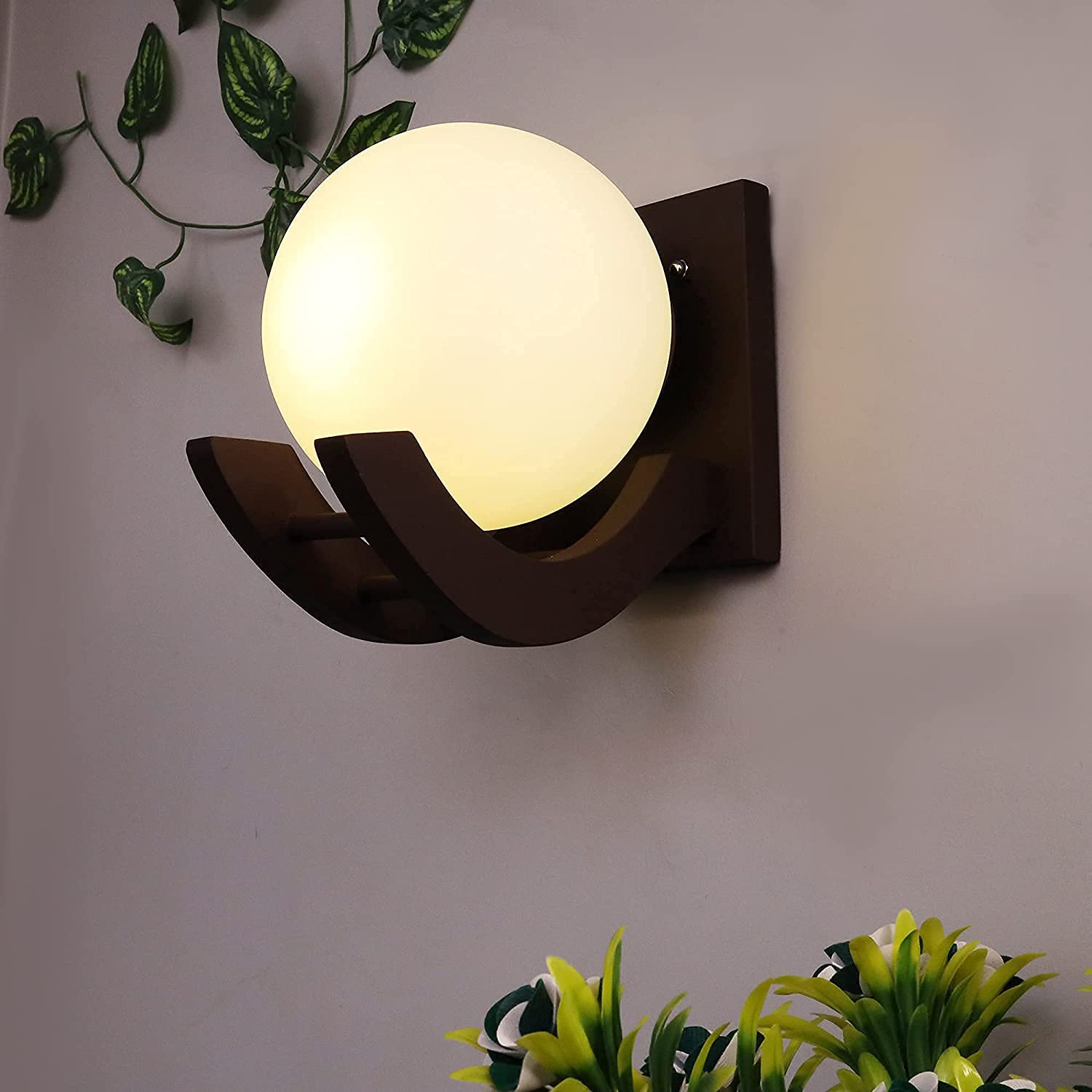 Homesake Zedo Wall Lamp, Wall Decor, Wall Hanging Wood Light/lamp, Decorative Home, Living Room, Indoor/Outdoor Lighting