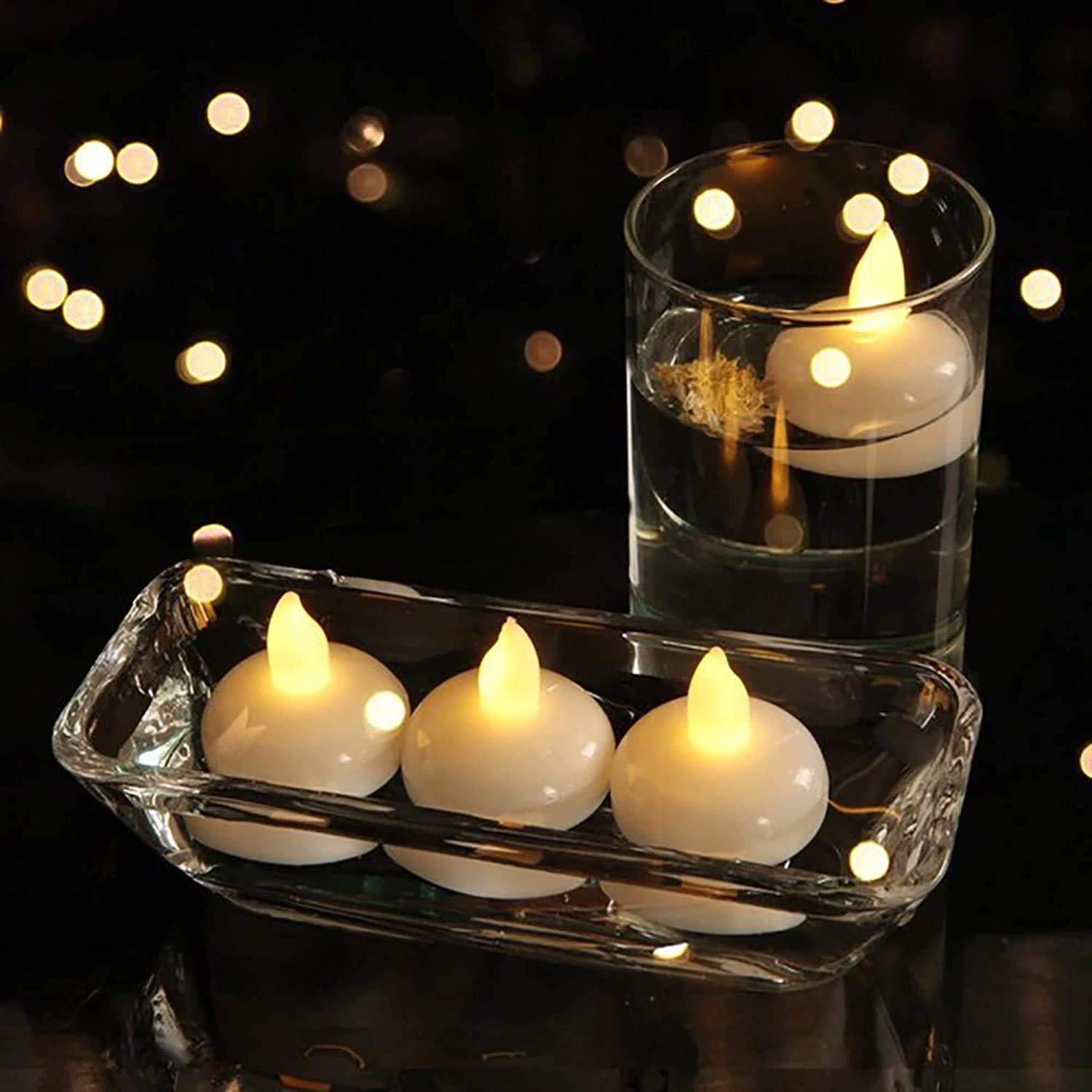 JAPP Artificial Water Floating Led Flickering Candles Lights Diya (Batteries Included) - Set Of 12(acrylonitrile_butadiene_styre