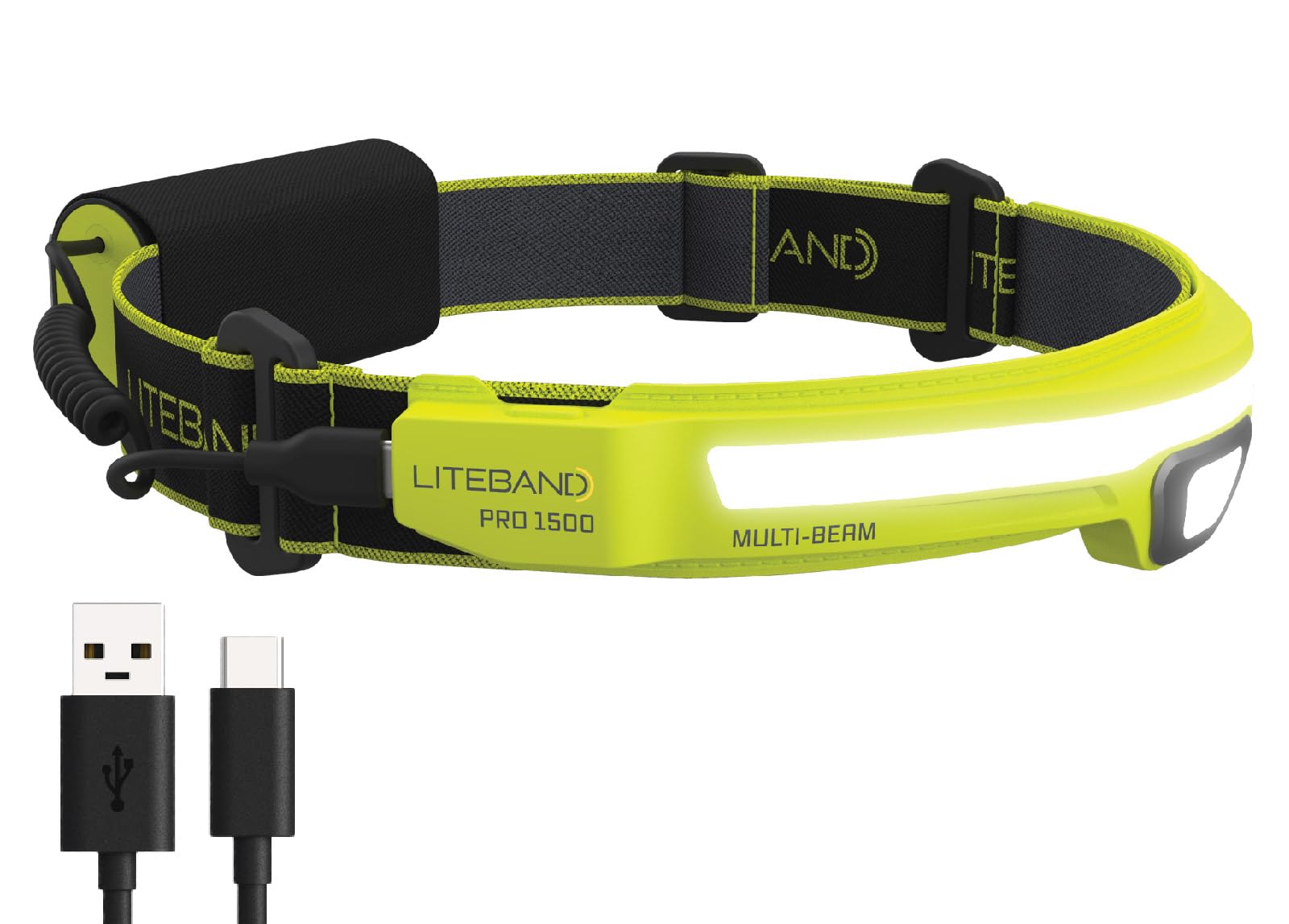 OPTIMAL VENTURES LED Headlamp 1500 Lumen Rechargeable Tactical Light Yellow Model LBP1500MB-L34HV
