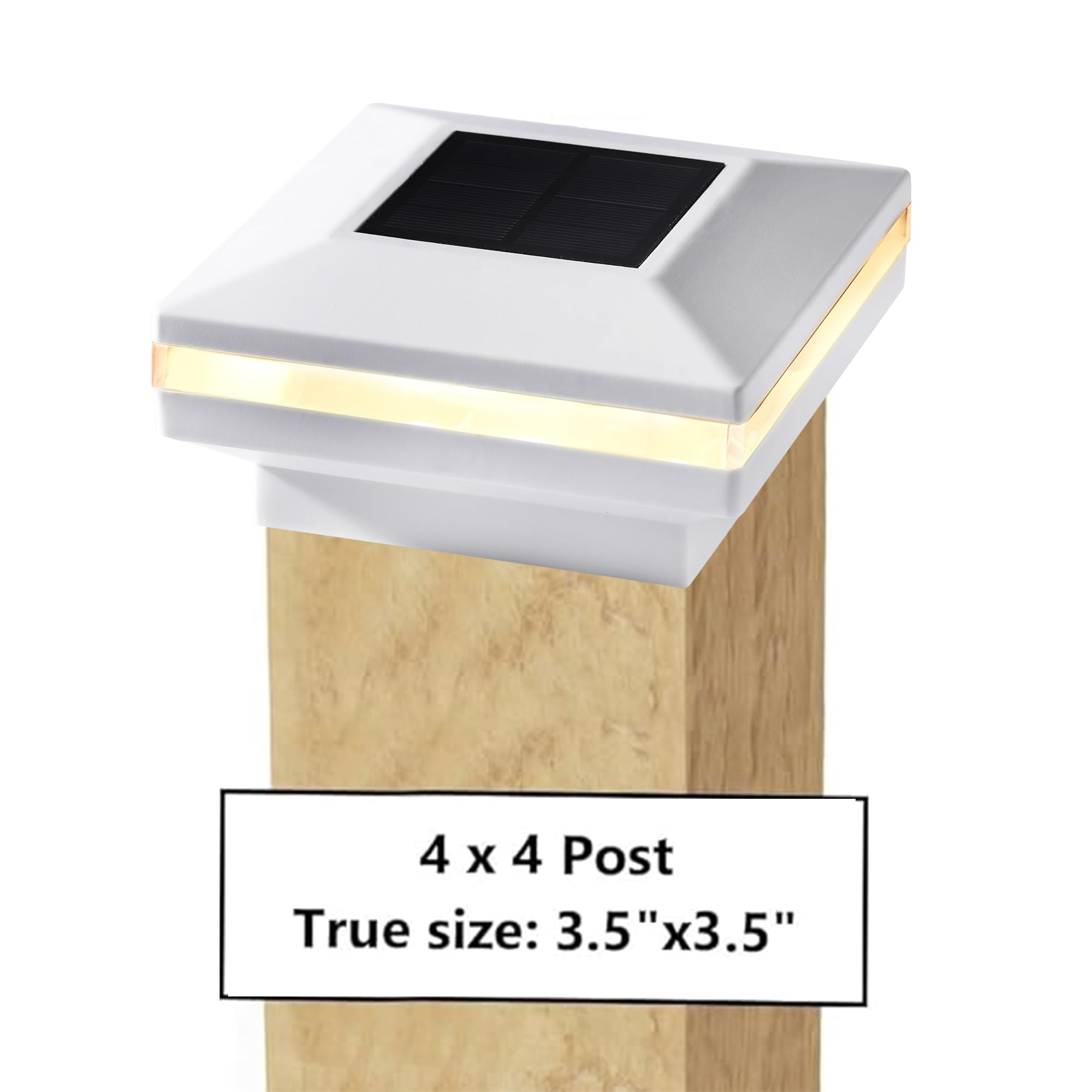 Dynaming 12 Pack Solar Post Lights - White Shell & Warm White LED for 4x4 Wooden Posts, Outdoor Decorative Lighting for Deck, Fence, Patio