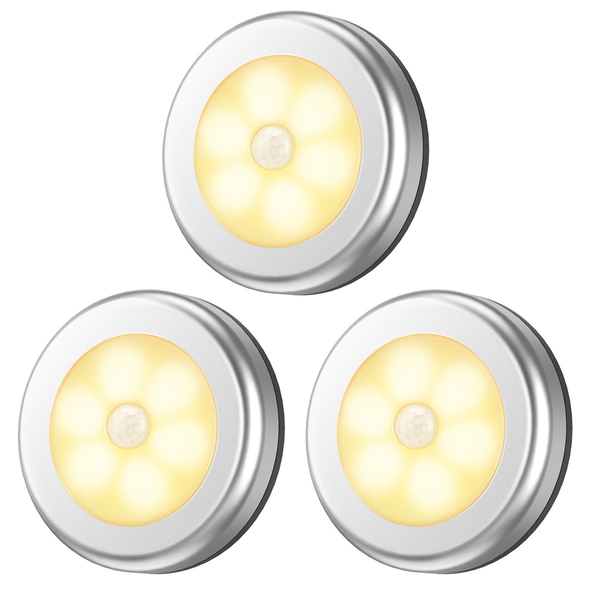 Amir Upgraded 3.15    Motion Sensor Light, 3 Pack Battery-Powered Led Night Light, Closet Lights Stair Lights, Puck Lights, Safe