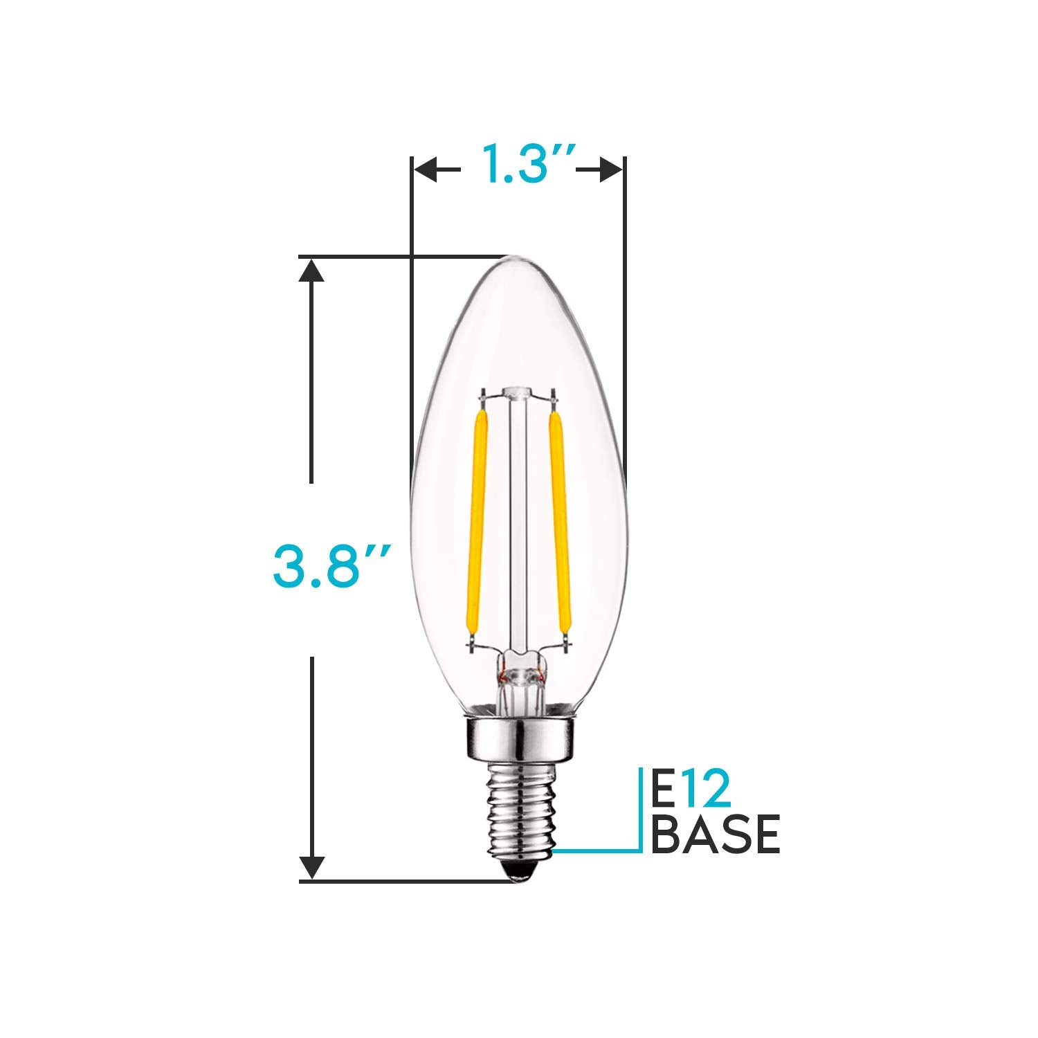 LUXRITE Vintage Candelabra LED Bulbs 4W Dimmable 400 Lumens 3000K Soft White E12 Base, Glass, 6 Pack