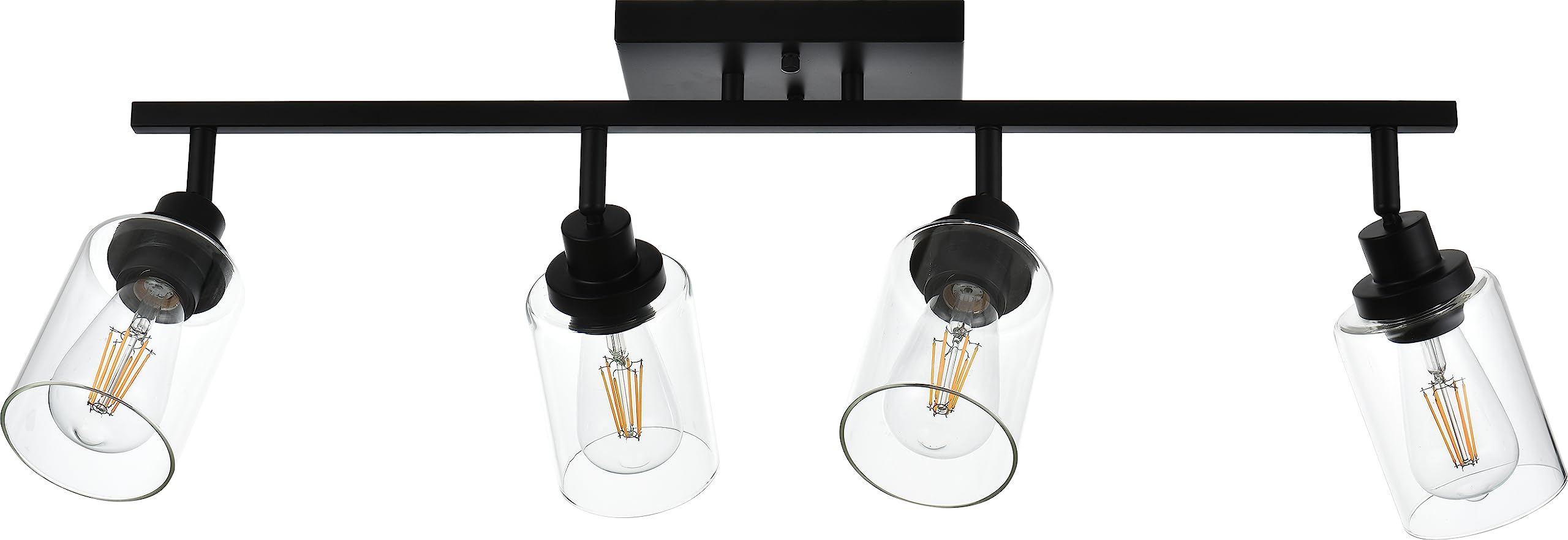 Melucee 4 Light Track Lighting Kit Bathroom Light Fixtures Matte Black Ceiling Spotlight Fixture For Hallway Foyer Bath Storage, Clear Glass Shade