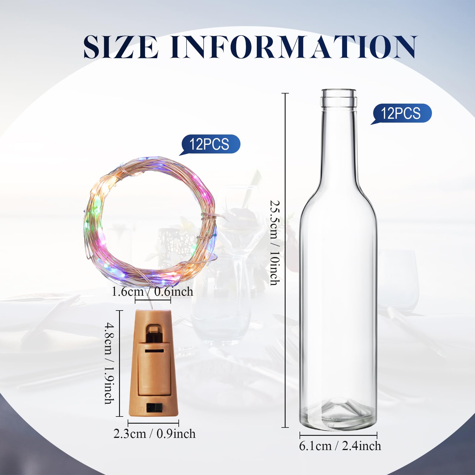 24 Pcs Wine Bottle Lights With Cork, 12 Pcs Empty Wine Bottles And 12 Pack 9.84 Ft 30 Led Waterproof Battery Operated Cork Light