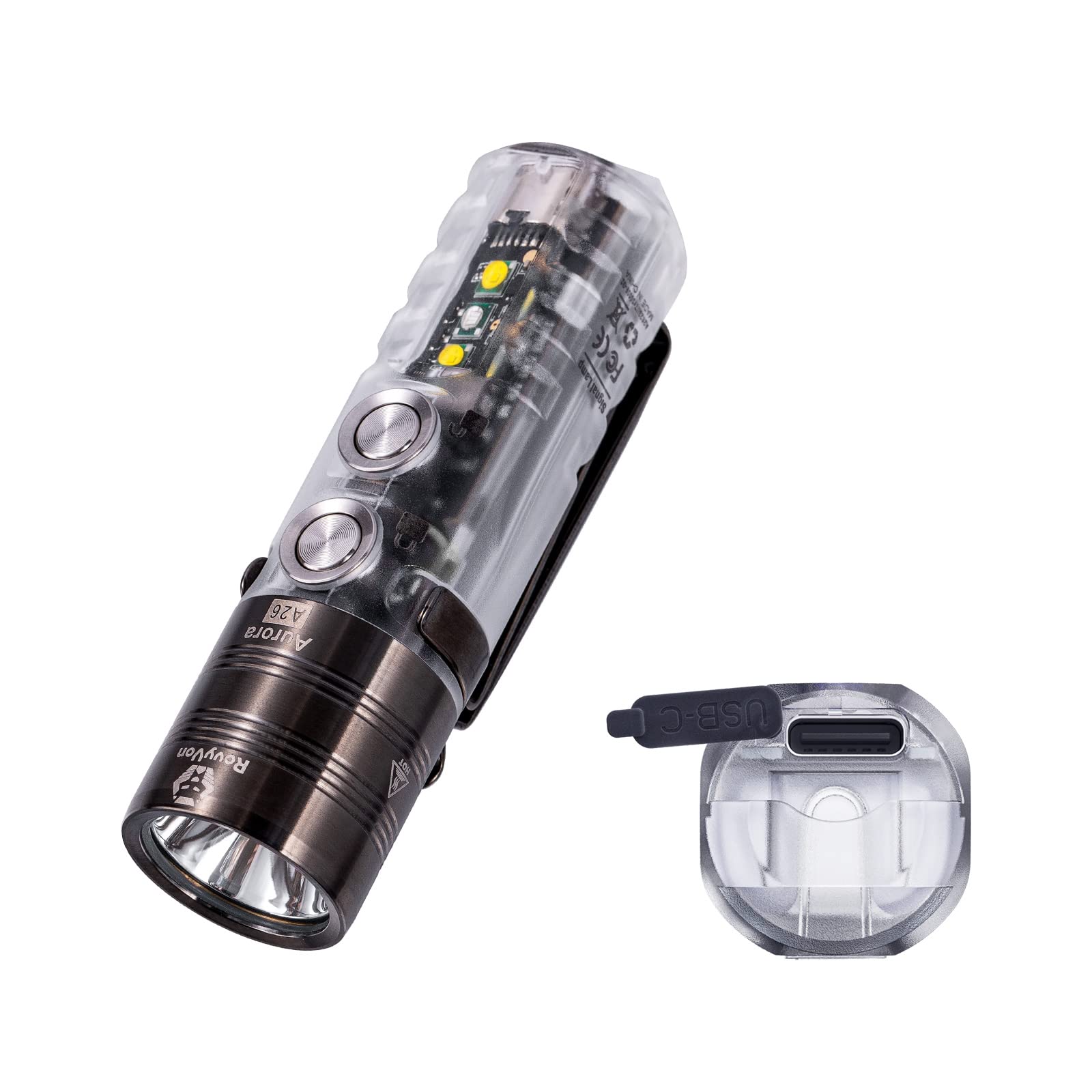 RovyVon A26 EDC Flashlight, USB C Rechargeable 600 Lumens Super Bright Handheld Flashlight, Compact Pocket Flashlight with Versa