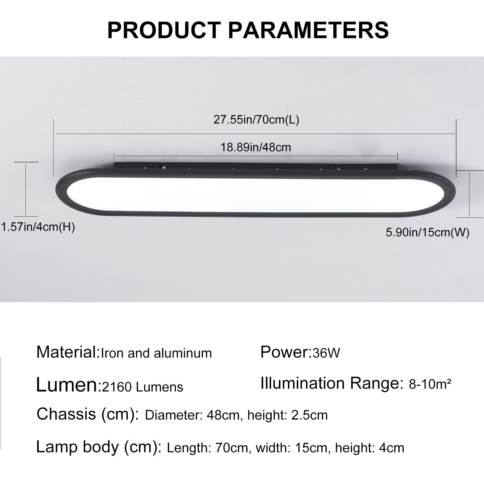 Ganeed Modern Linear Ceiling Lights,36W Led Ceiling Lamp, High Brightness Long Ceiling Light,27.6 Inch Ultra Thin Low Profile Li
