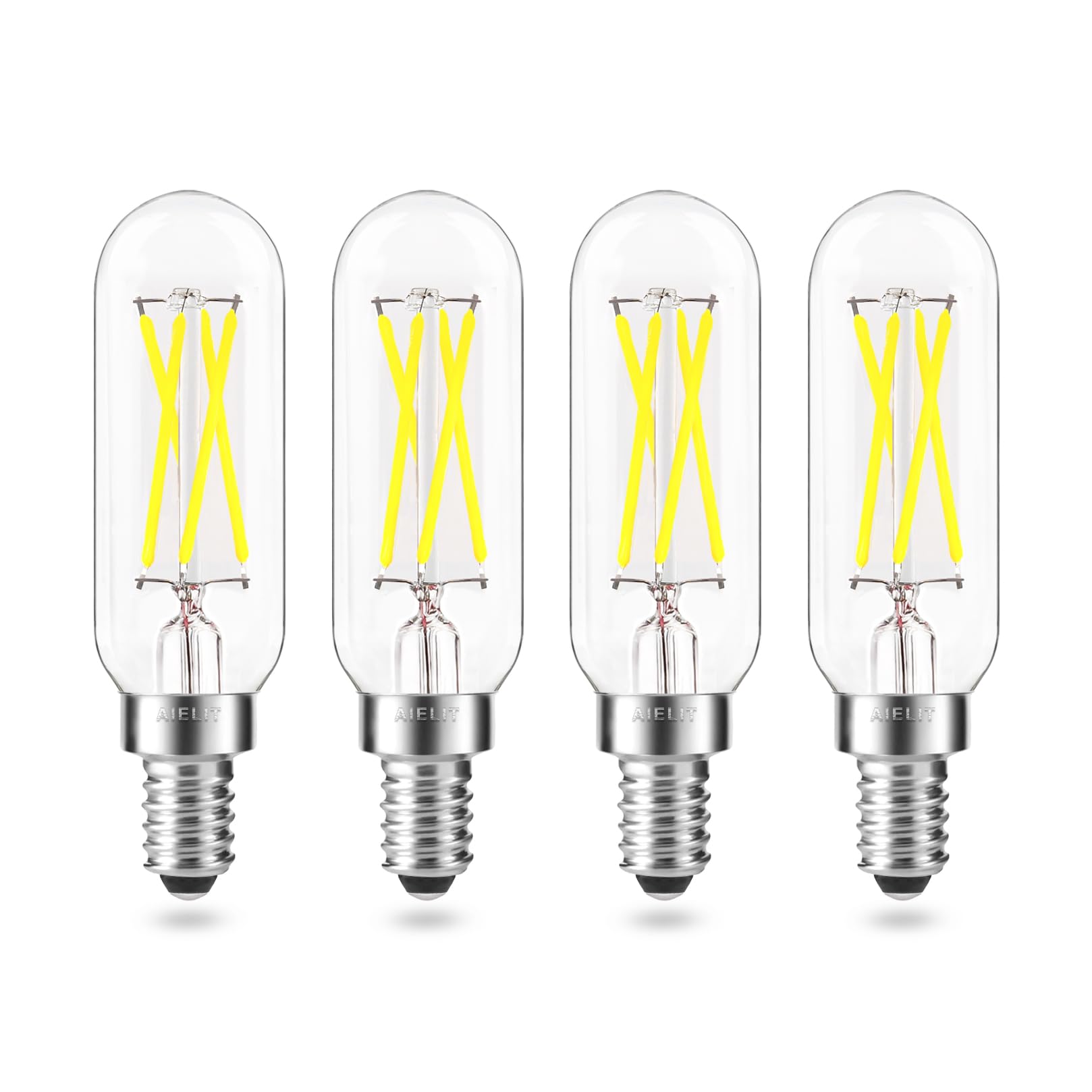 Aielit Dimmable T8/T25 Led Light Bulbs 40 Watt Equivalent, Cool White 6000K, 400 Lumens, 4W T6 Tubular E12 Led Bulb, Clear Glass