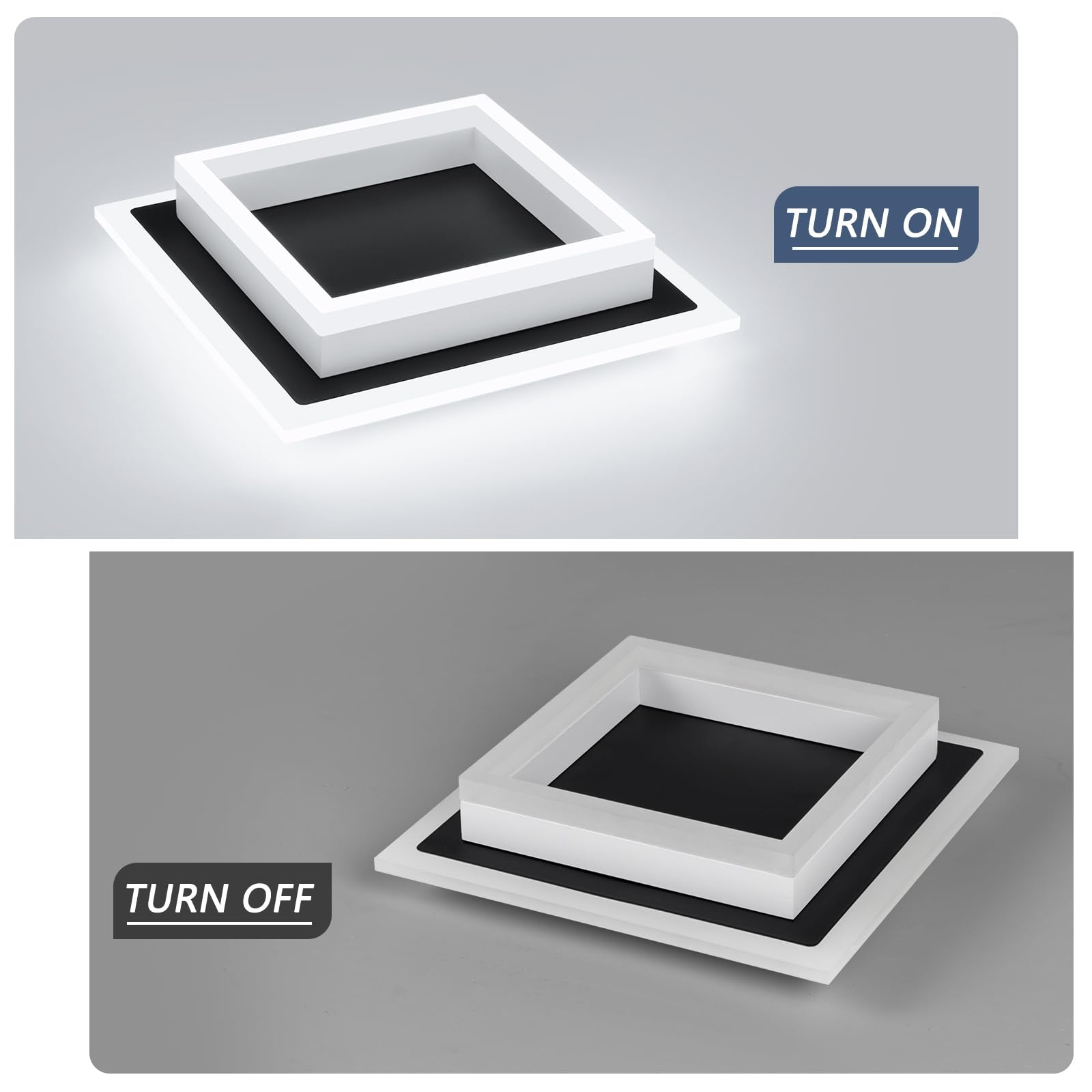 Eidisuny 32W Modern Led Ceiling Light  Small Flush Mount Light Fixture  6000K Cold White Ceiling Lamp  Square Hallway Lighting Fixtures For Living Room Bedroom Bathroom Kitchen (Black  Cold White)