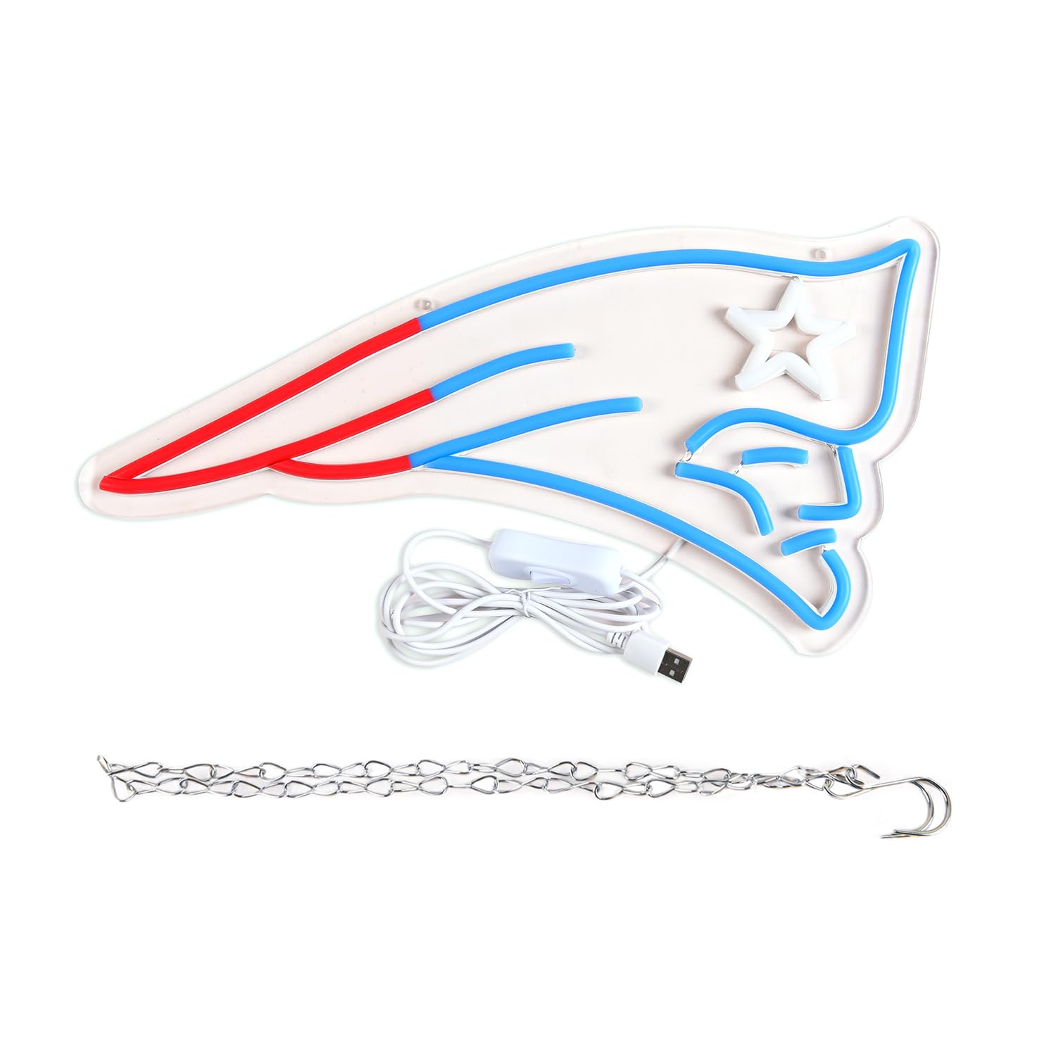 Brineon Football Neon Sign - Blue Acrylic Wall Light, 16.1x8.0in, Perfect for Man Cave, Garage, Bar, or Game Room Decor