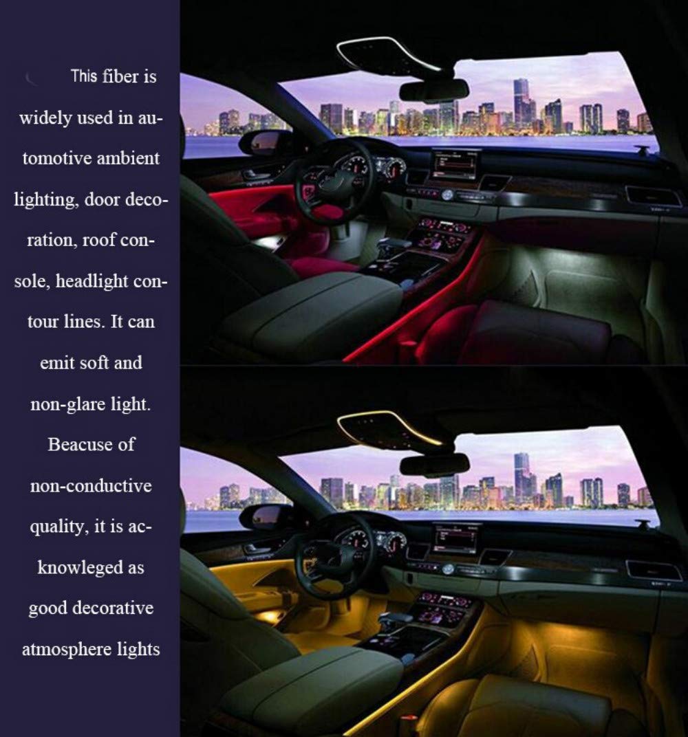 3Mm 5Meters/16Ft Pmma Optic Fiber Cable Side Glow With 12V 1.5W Led Aluminum Illuminator Light Source For Home Car Diy (Red)