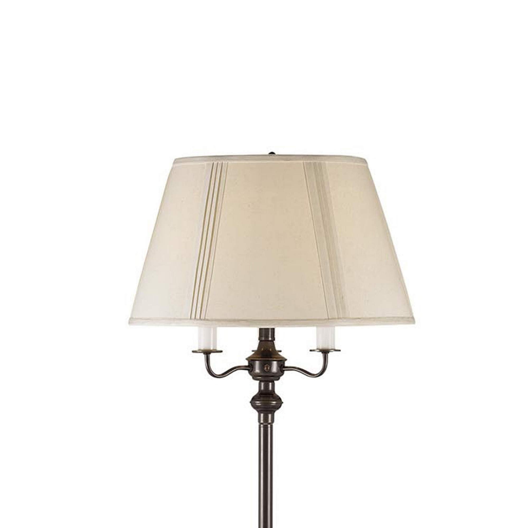 Benzara 150W 6 Way Metal Floor Lamp, Fabric Tapered Shade, Bronze, Model BM220864