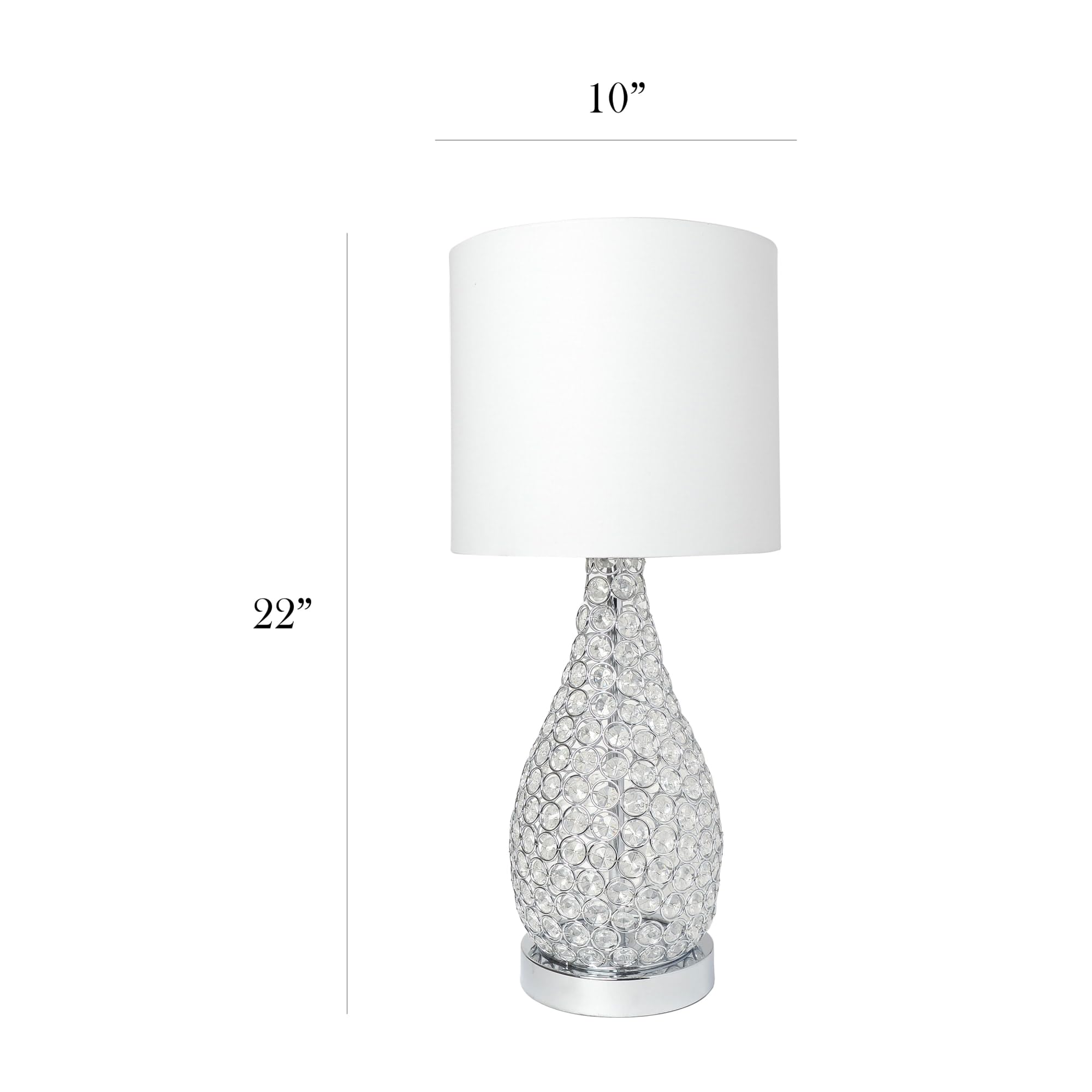 Elegant Designs Lt1052-Chr Elipse Crystal Pinned Decorative Gourd Accent Table Lamp, Chrome