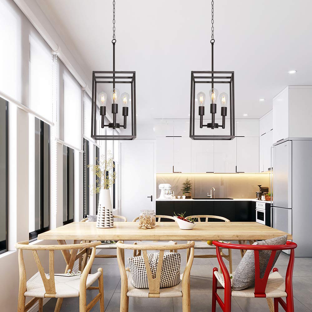 VINLUZ 3 Light Farmhouse Chandelier Black Fixture