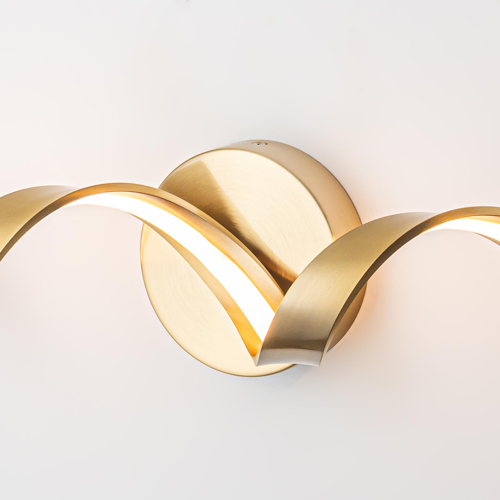 Huoku 24" Dimmable Gold Led Bathroom Light, Modern Spiral Vanity Fixture, 15W Warm Light