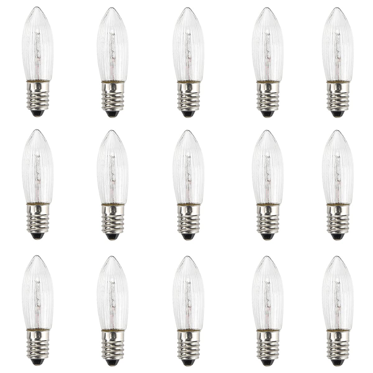 GutReise Pack of 15 AC E10 LED Replacement Light Bulbs Top Candle for Fairy Lights 10V - 55V 0.2W 3000K