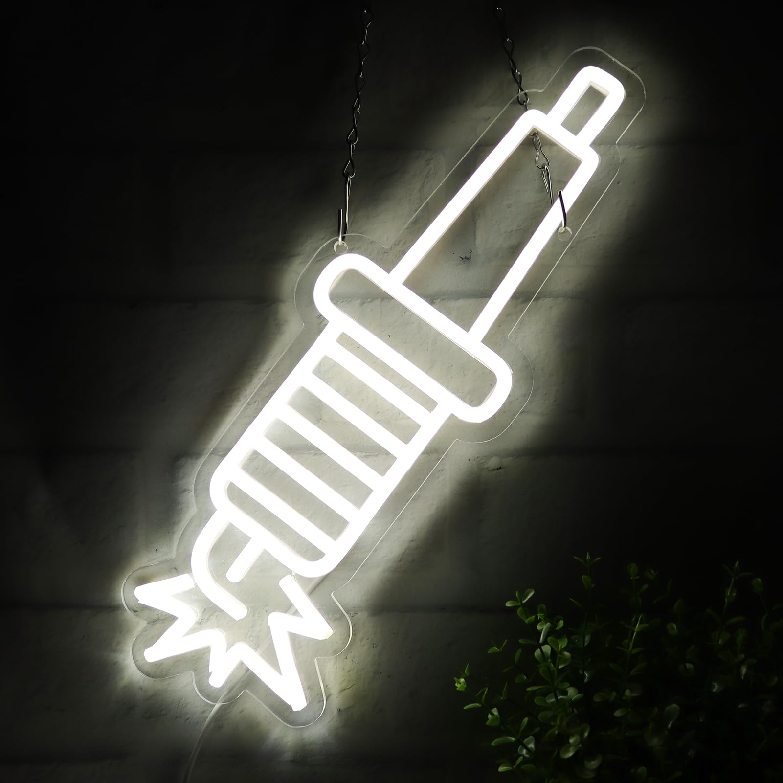 JFLLamp Neon Wall Decor Sign - Spark Plugs Design, 15.7x5.9 Inch, LED Light, Glass Material, Ideal for Bedroom and Garage