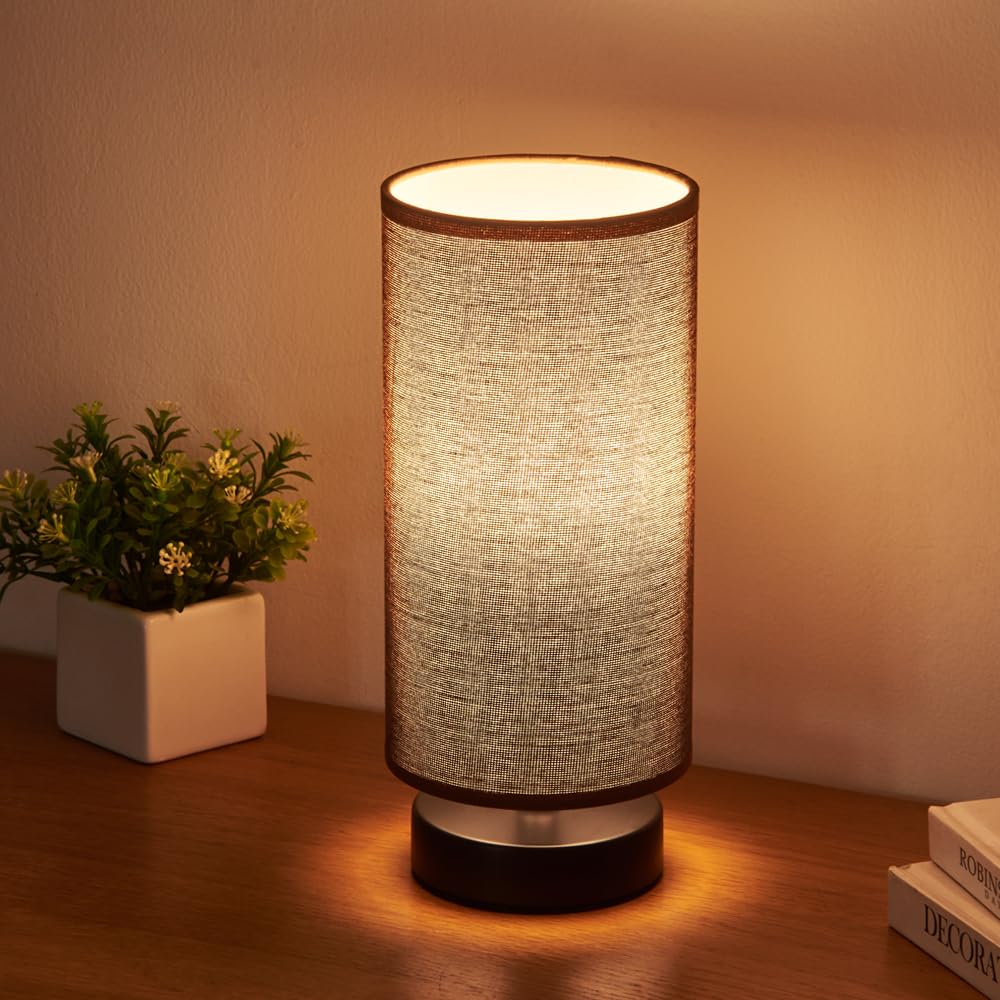 lifeholder Table Lamp, Bedside Nightstand Lamp, Simple Desk Lamp, Cylinder Table Lamp for Bedroom Living Room Office Study, Brow