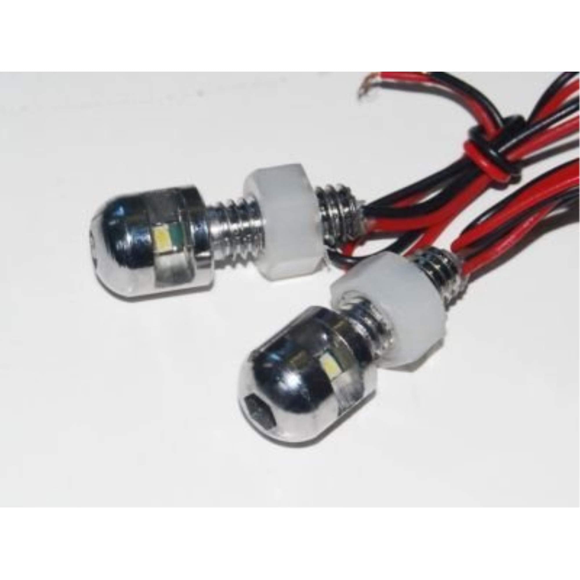 (W) Chrome Tag Led Light Hex Bolt Motorcycle Custom Chopper License Plate Relocation