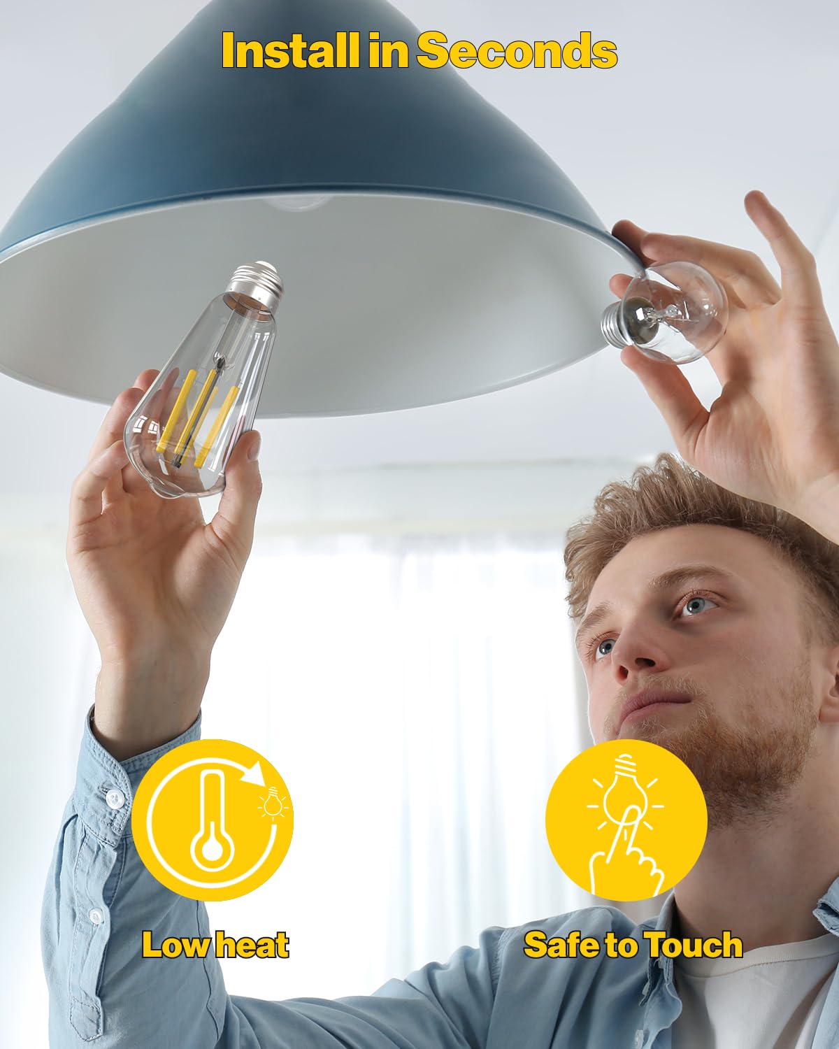 Sunco Vintage LED Edison Bulbs, 75W Equivalent, Dimmable, 12 Pack, 3000K Warm White, E26 Medium Base, Clear Glass
