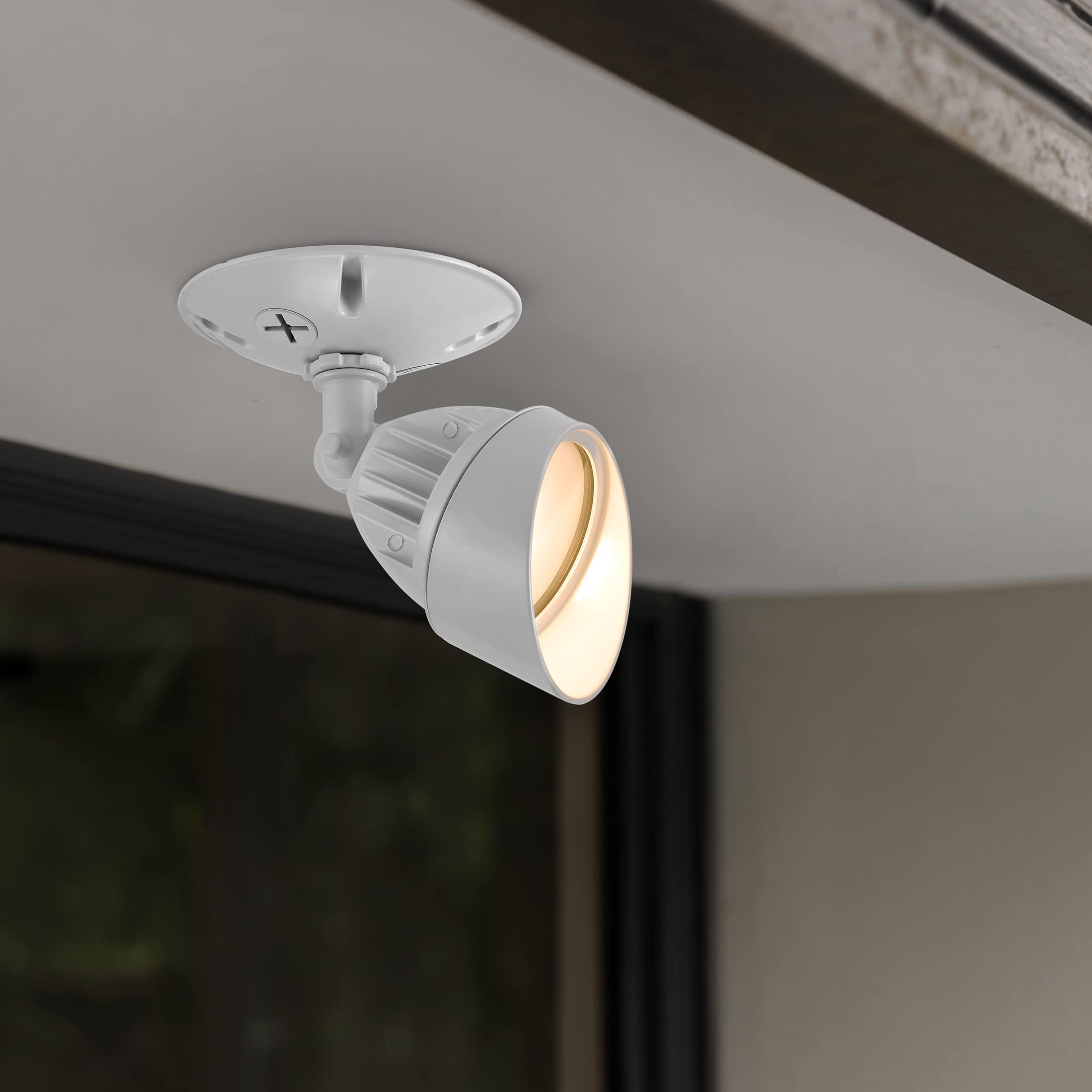 Maxxima LED Outdoor Flood Wall Light, 950 Lumens, 3000K Warm White, Adjustable Head, White, 2 Pack, Model MEL-S101300W-02