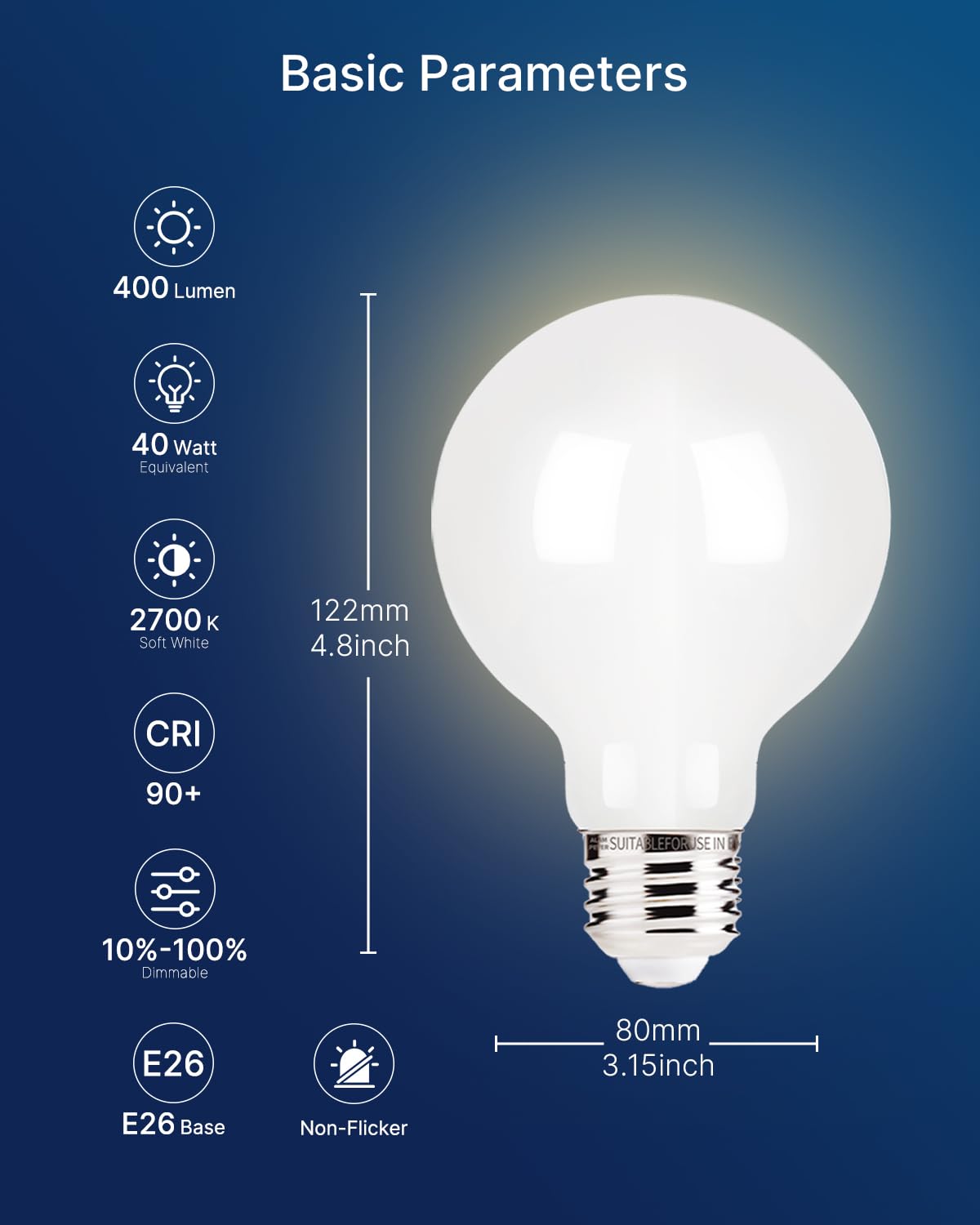 Flsnt Vanity Light Bulb 2700K Soft White 6 Pack G25 Led Globe Edison Bulbs For Bathroom Mirror Lighting  Cri90+ Dimmable  40W Equivalent  400Lm  E26 Base  Decorative Bulbs
