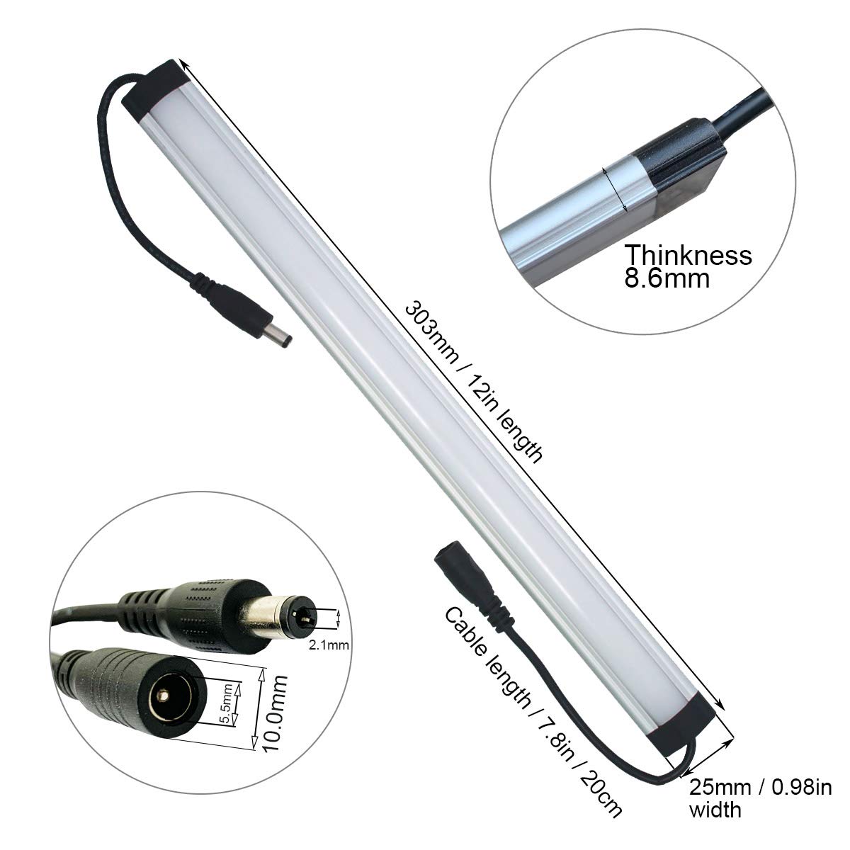 Litever LED Under Cabinet Lighting Kit, 3 PCS 1ft, Dimmable 20W 1000 Lumen, Daylight 5000K, Aluminum Model LL-008-3