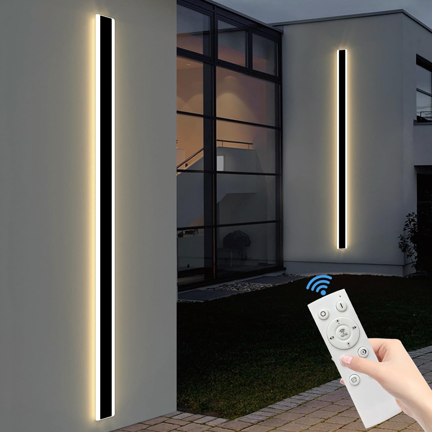 Mikeru 2Pack 71Inch Outdoor Wall Light Fixtures  10%-100% Dimmable Outdoor Wall Lights Exterior Front Porch Light 3000-6000K Wall Mounted Led Lighting For Basement  Shop Garage Lighting
