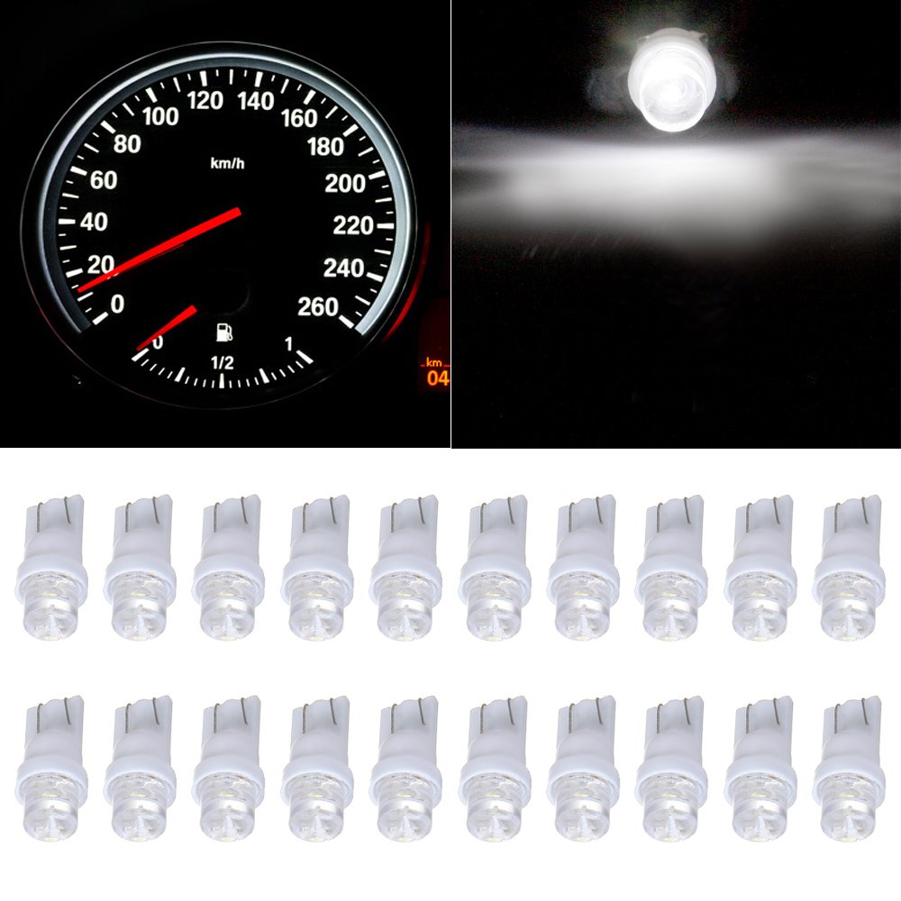 20 Pack White T10 168 194 Led Bulbs Instrument Cluster Panel Dash Spread Light