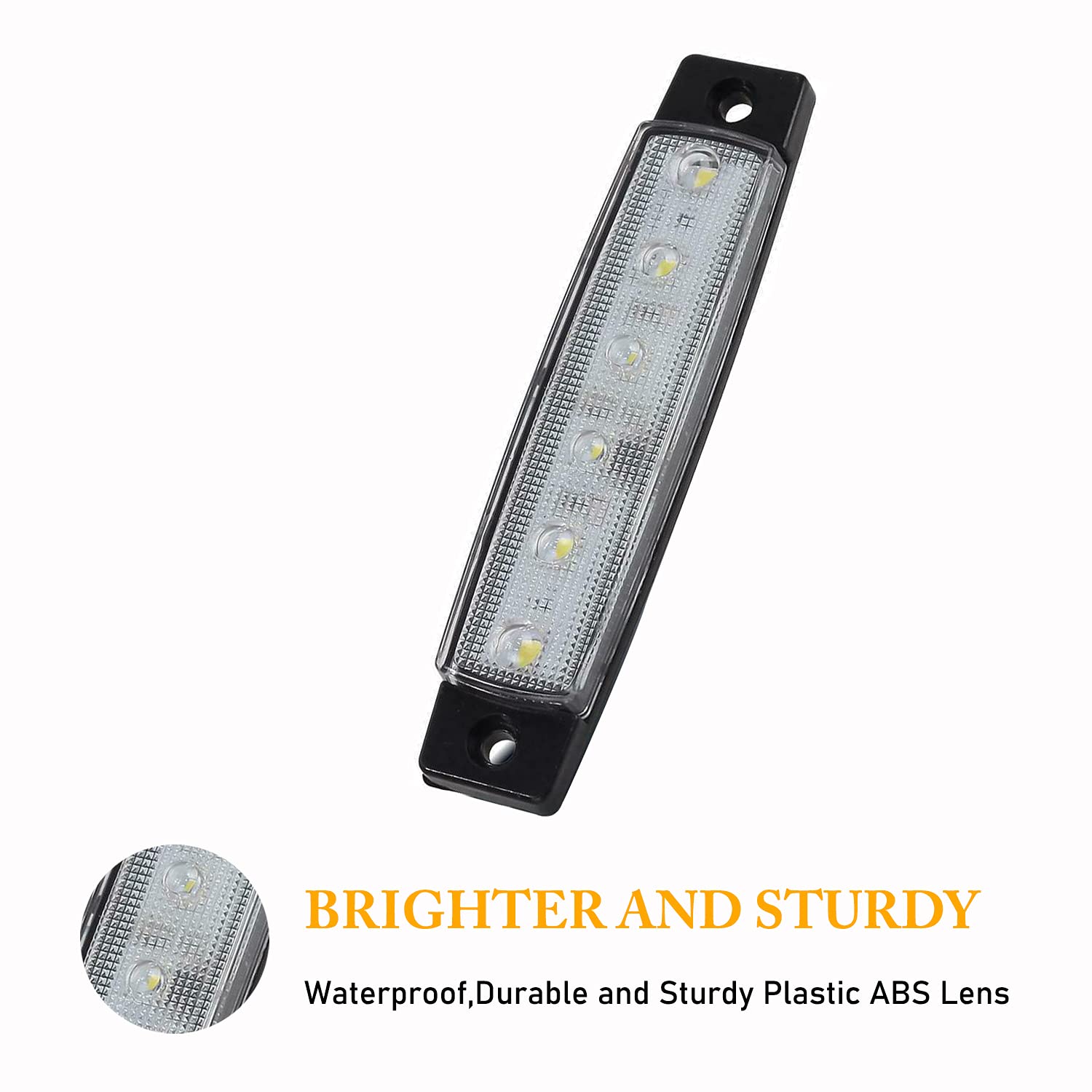 Pseqt Led Boat Interior Lights - Waterproof Navigation Lighting Strip, 10Pcs, White, Pc Lens For Fishing, Pontoon, Kayak, Yacht, Sailboat