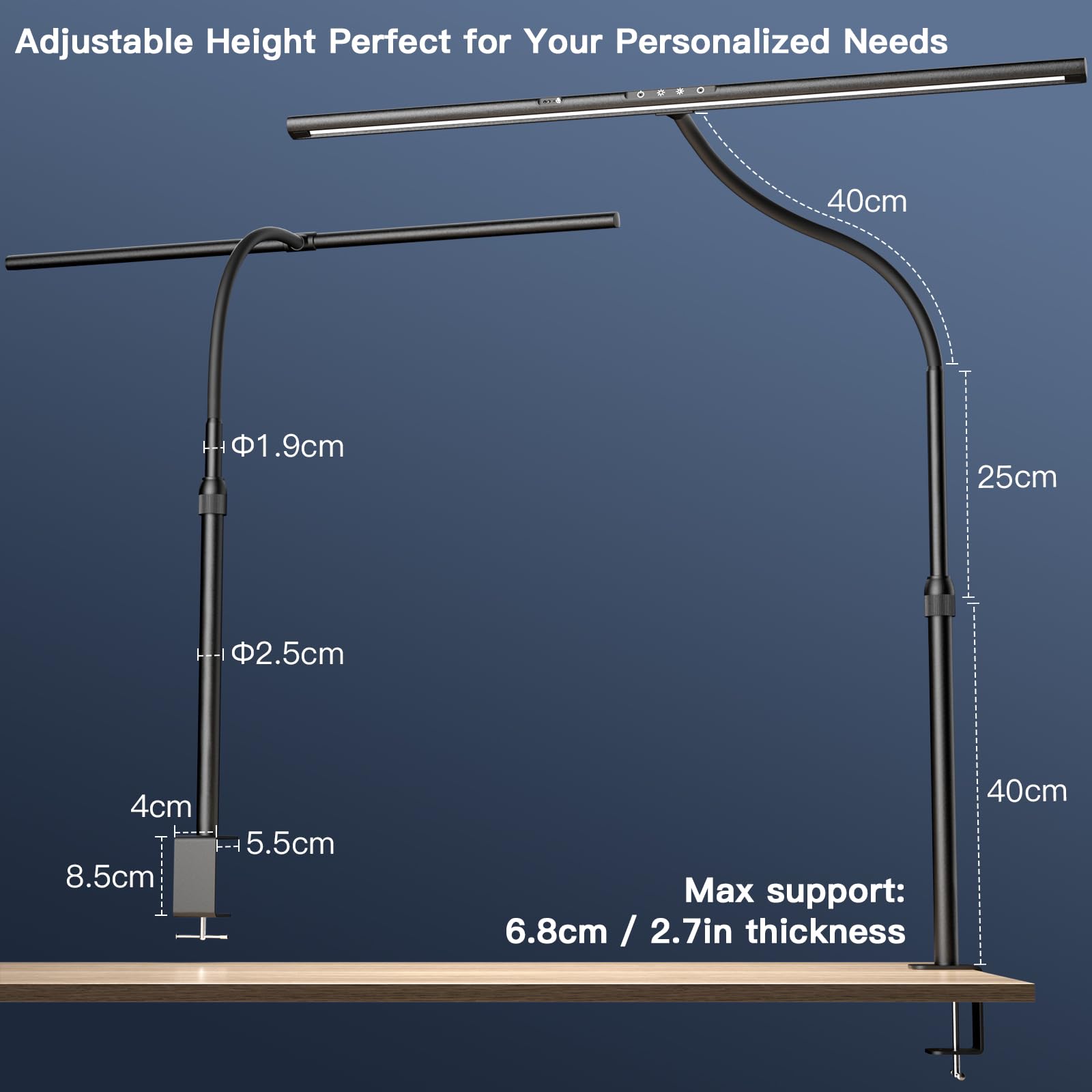 Eyocean Desk Lamp, 31.5'' Led Desk Lamp For Home Office,Gesture Sensing Control Desk Light, Dimmable & Color Temperature, Eye-Ca