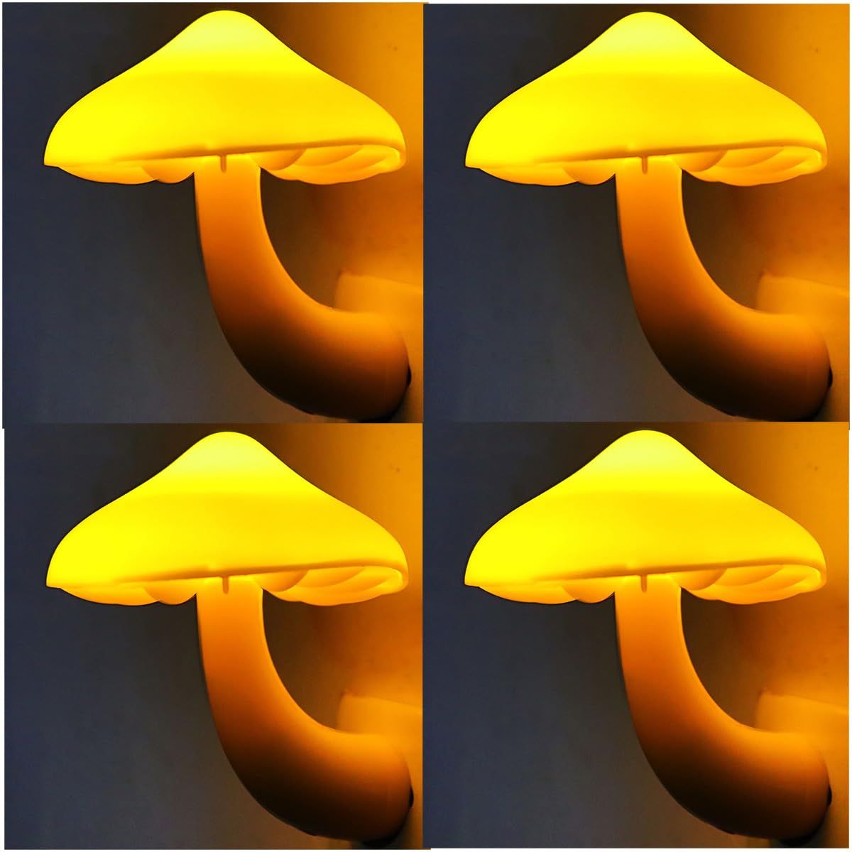 AUSAYE 4 Pack Plug in Night Light, Mushroom Light LED Nightlights for Kids, Adults, Bedroom, Bathroom,Hallway, Stairs, Kitchen W