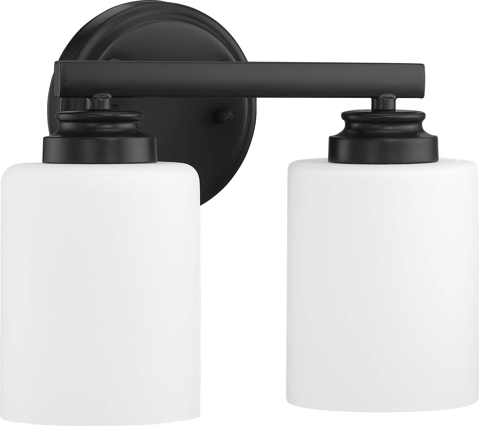Craftmade 50502-FB-WG 2-Light Vanity Bath Lighting, Flat Black, White Frost Glass, 200 Watts