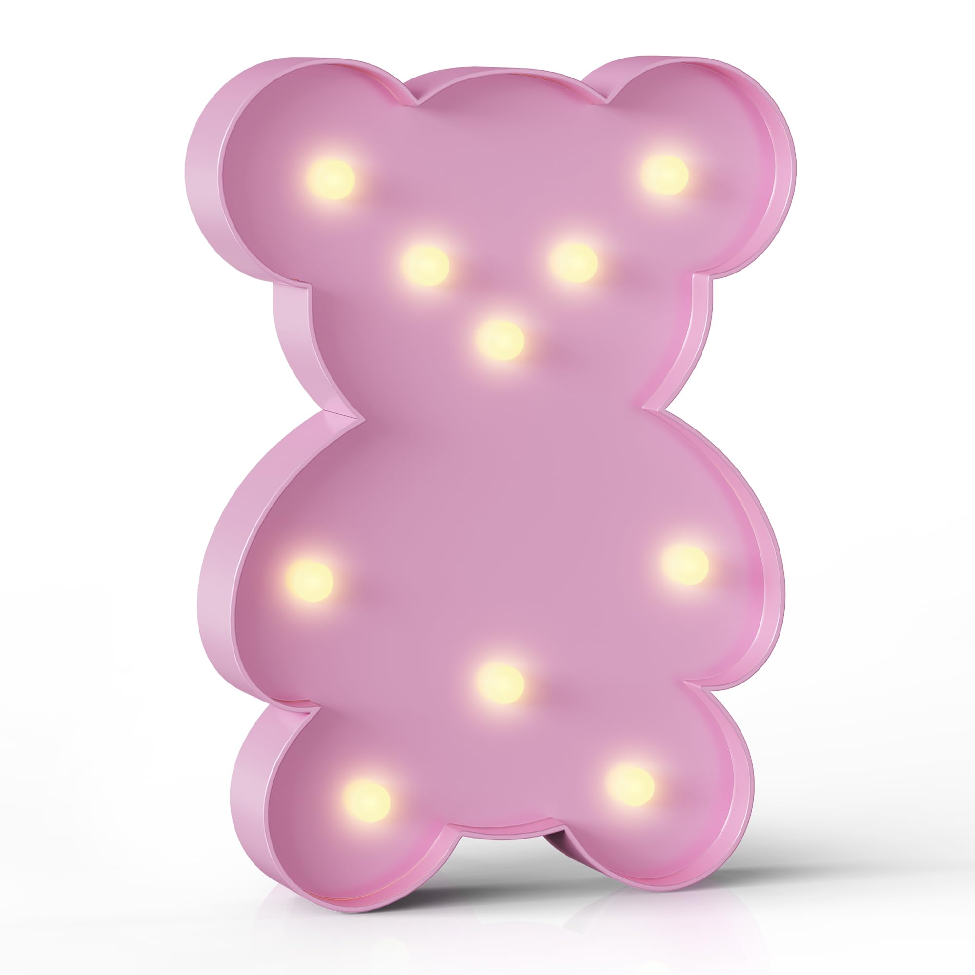 Ganrami Pink Bear Decor, Battery Powered Bear Night Light for Kids, Pink Party Decorations, Baby Night Light for Bedroom, Toddle