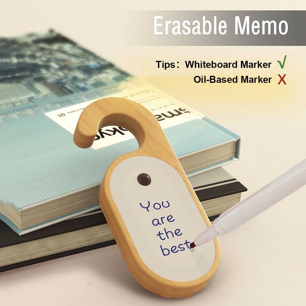 Leapair Wooden Message Memo Motion Sensor Night Light, Doorknob Board Led Lamp, Rechargeable Doorhandle Warm Light Hook Design F