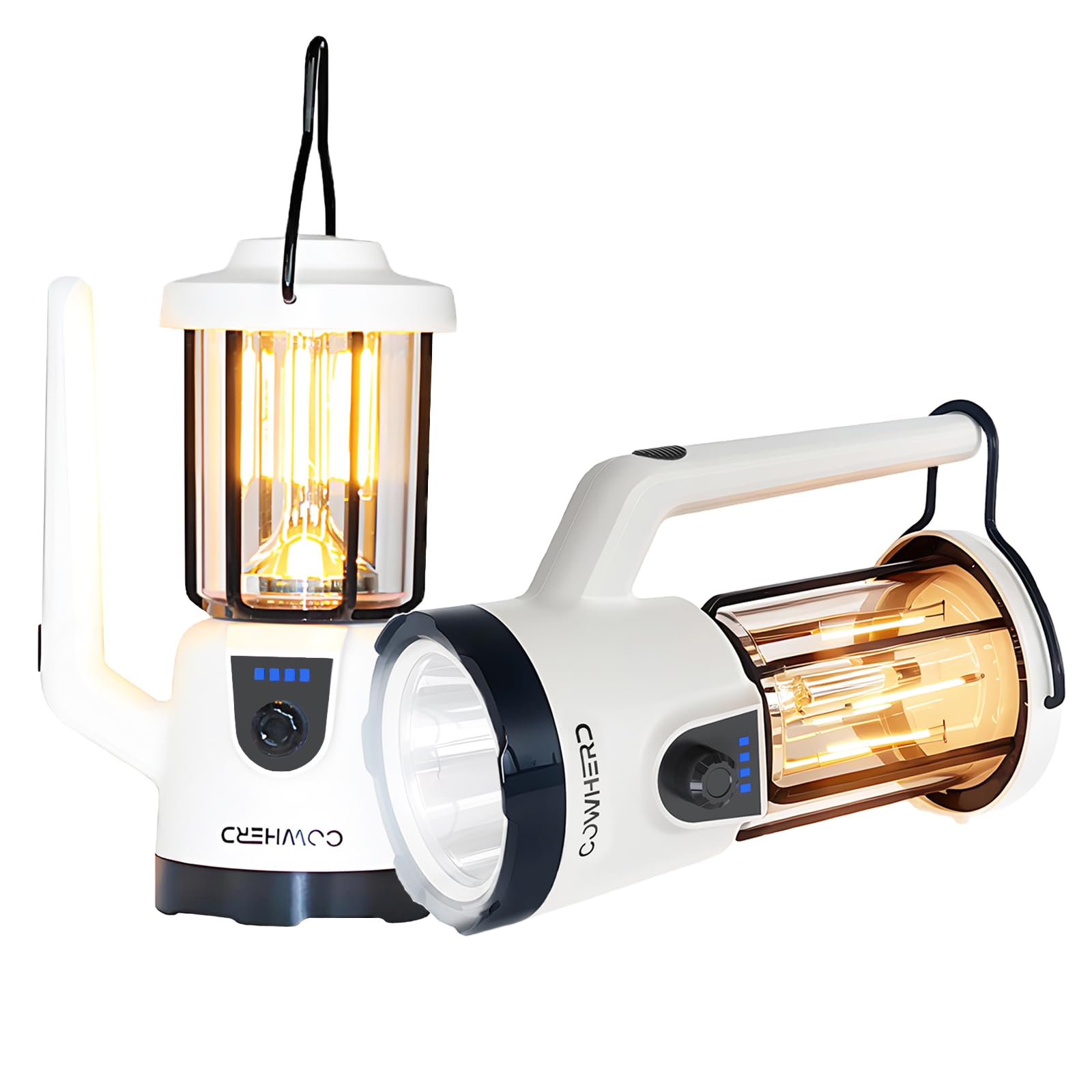 COWHERD 2-Pack Rechargeable LED Flashlight - 1200LM Super Bright, Spotlight & Lantern Modes, Waterproof, Power Bank, for Power O